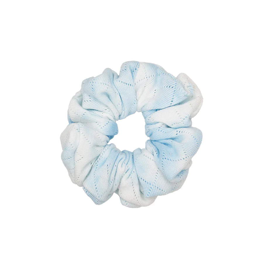 Tie Dye Pointelle Scrunchie in Sky