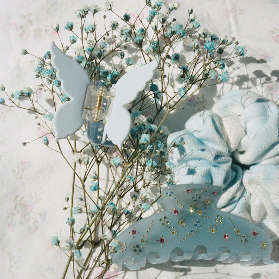 Tie Dye Pointelle Scrunchie in Sky