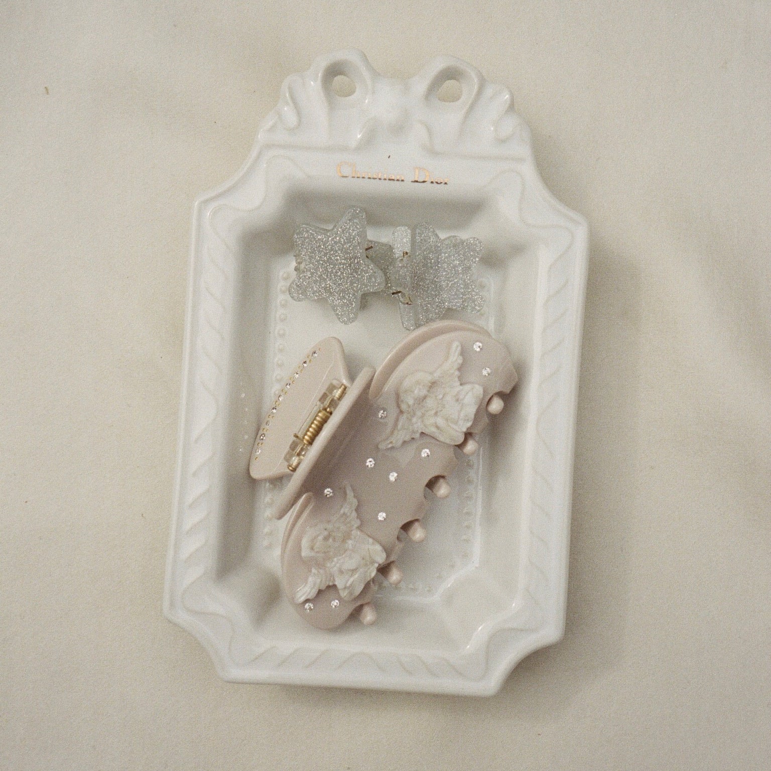 Baby Star Clip Set in Silver Tinsel