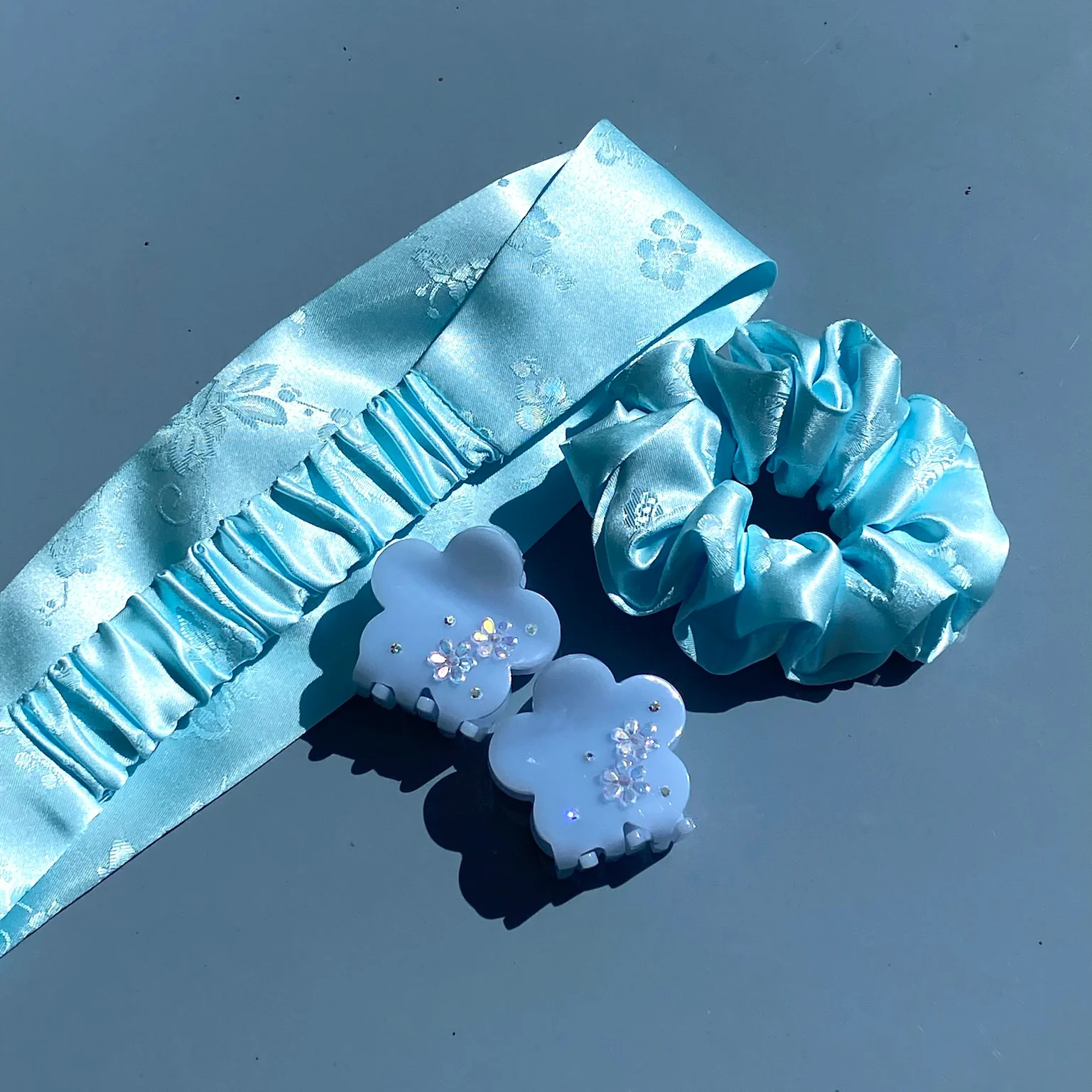 Hanbok Scrunchie in Blue Nabi