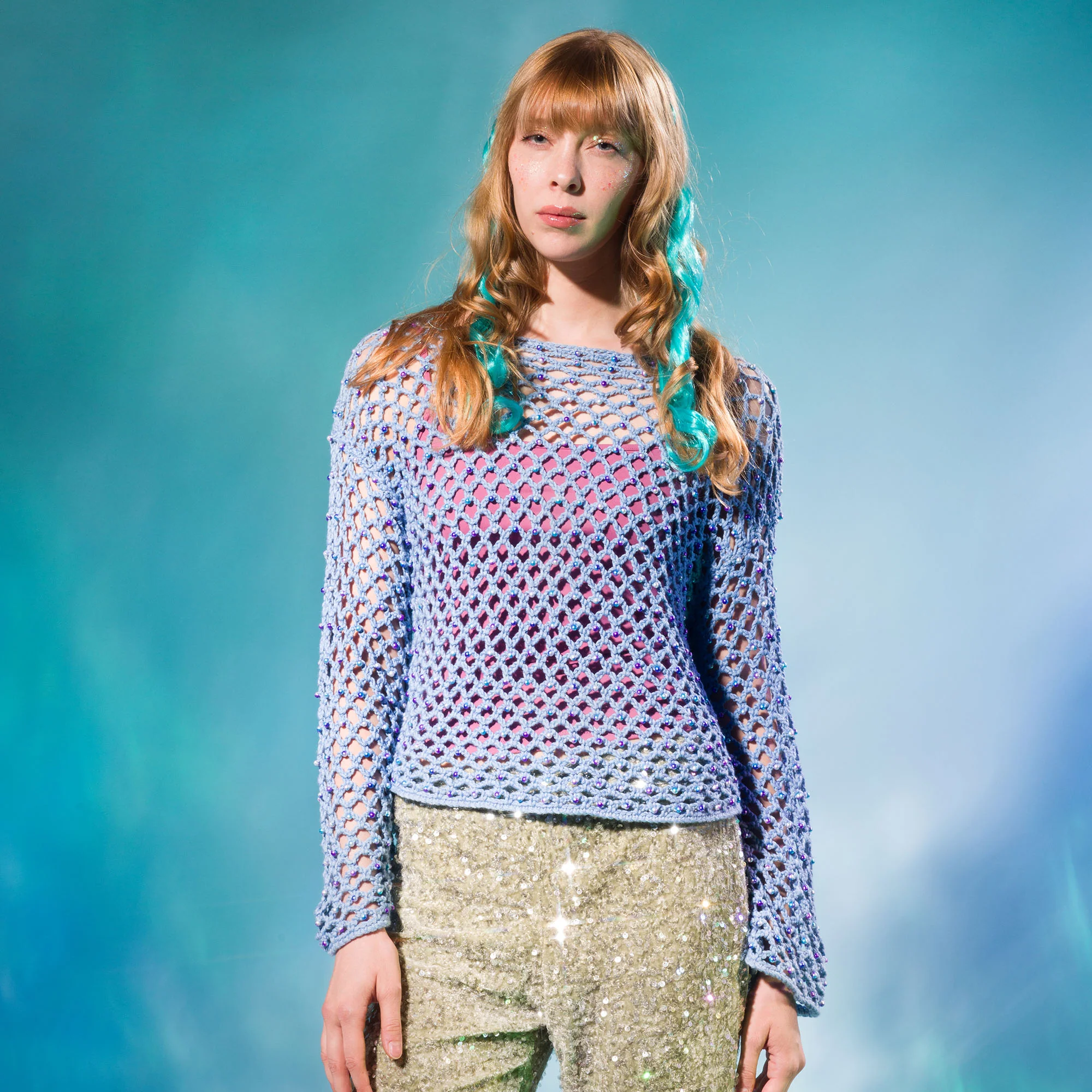 Caron Glimmerwave Beaded Top