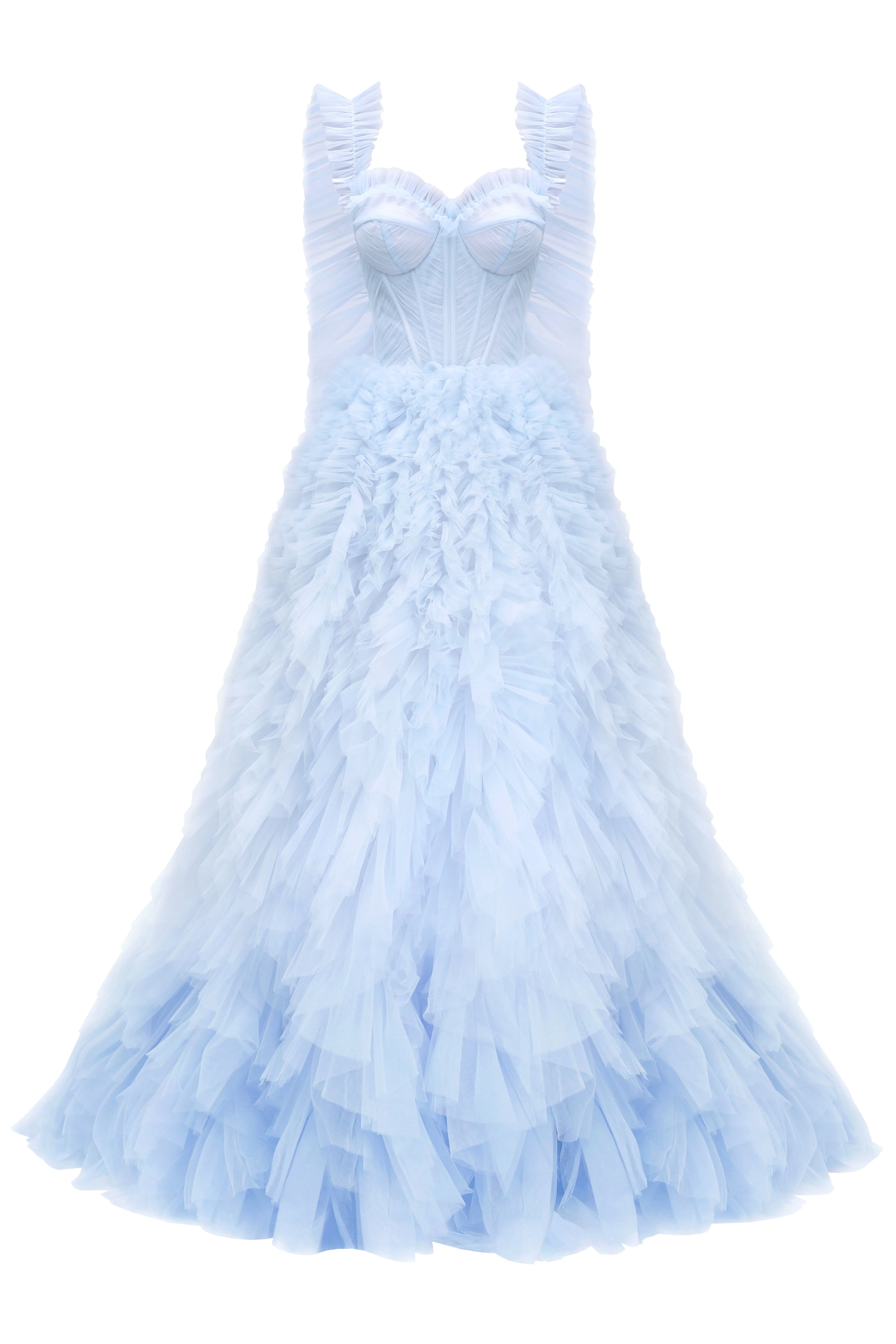 Light Blue All Ruffled Up Evening Fluffy Dress