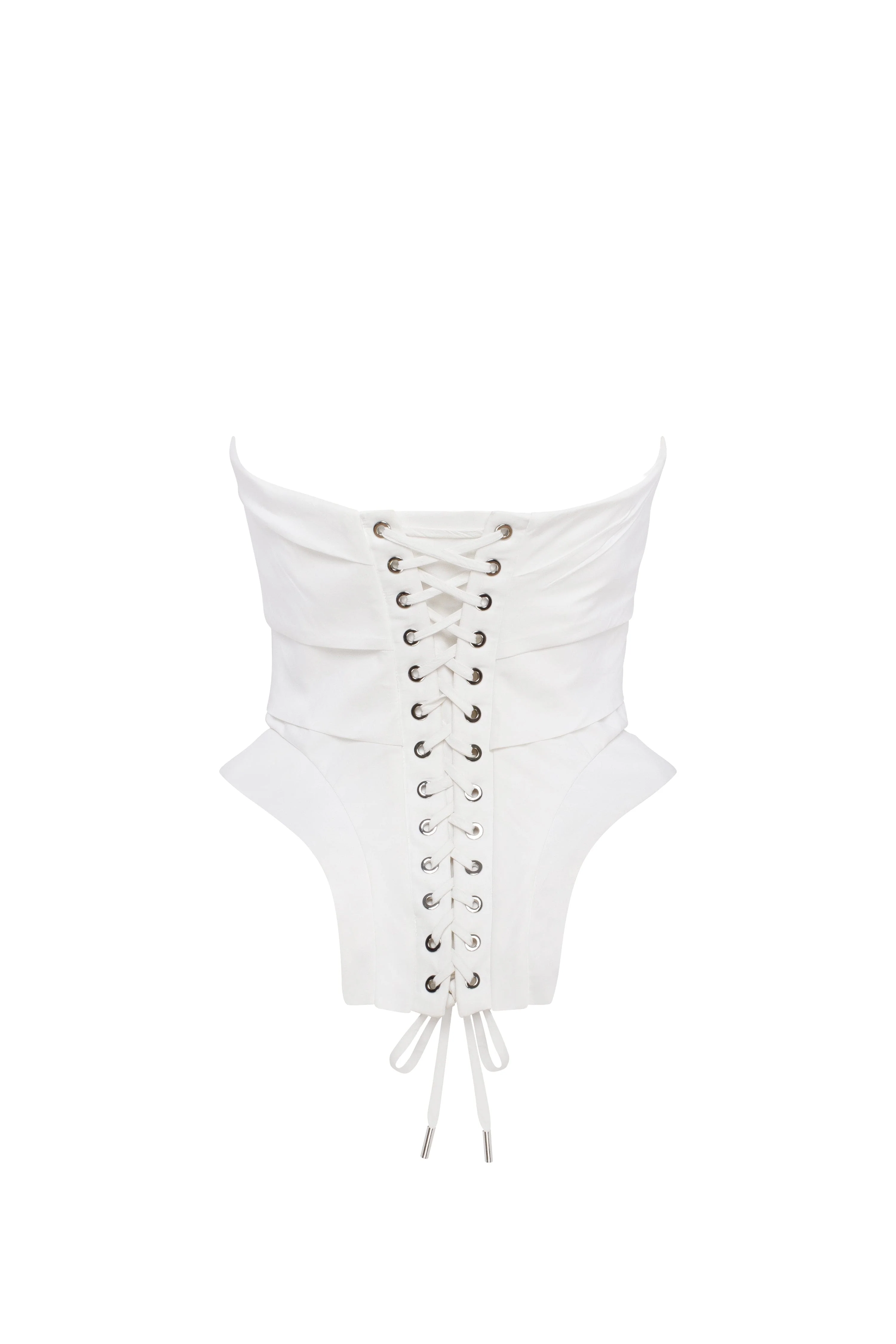 Sleeveless white corset with detachable bow, Parisienne