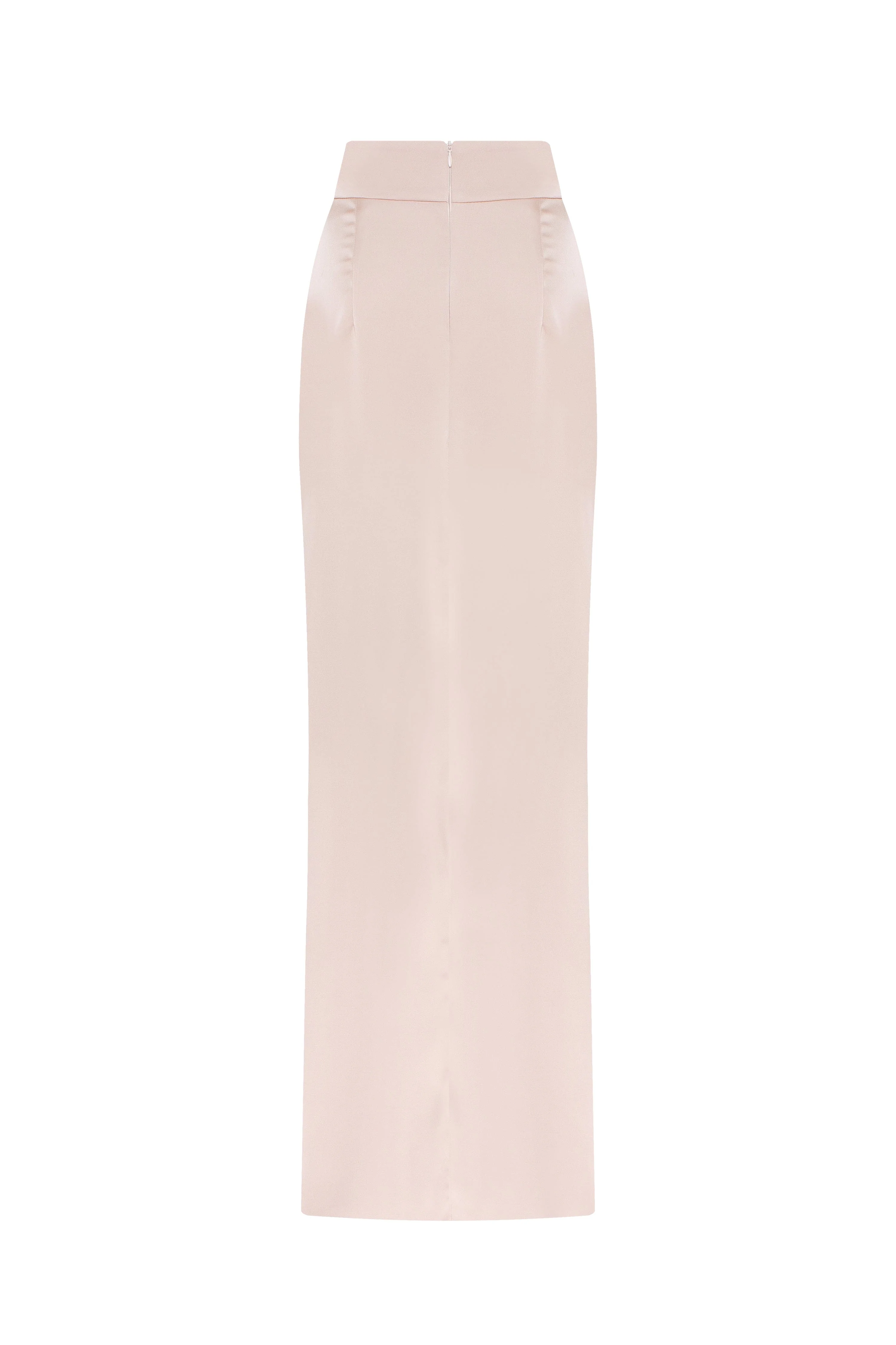 Refined high-waisted maxi satin skirt with a slit, Midnight Walk