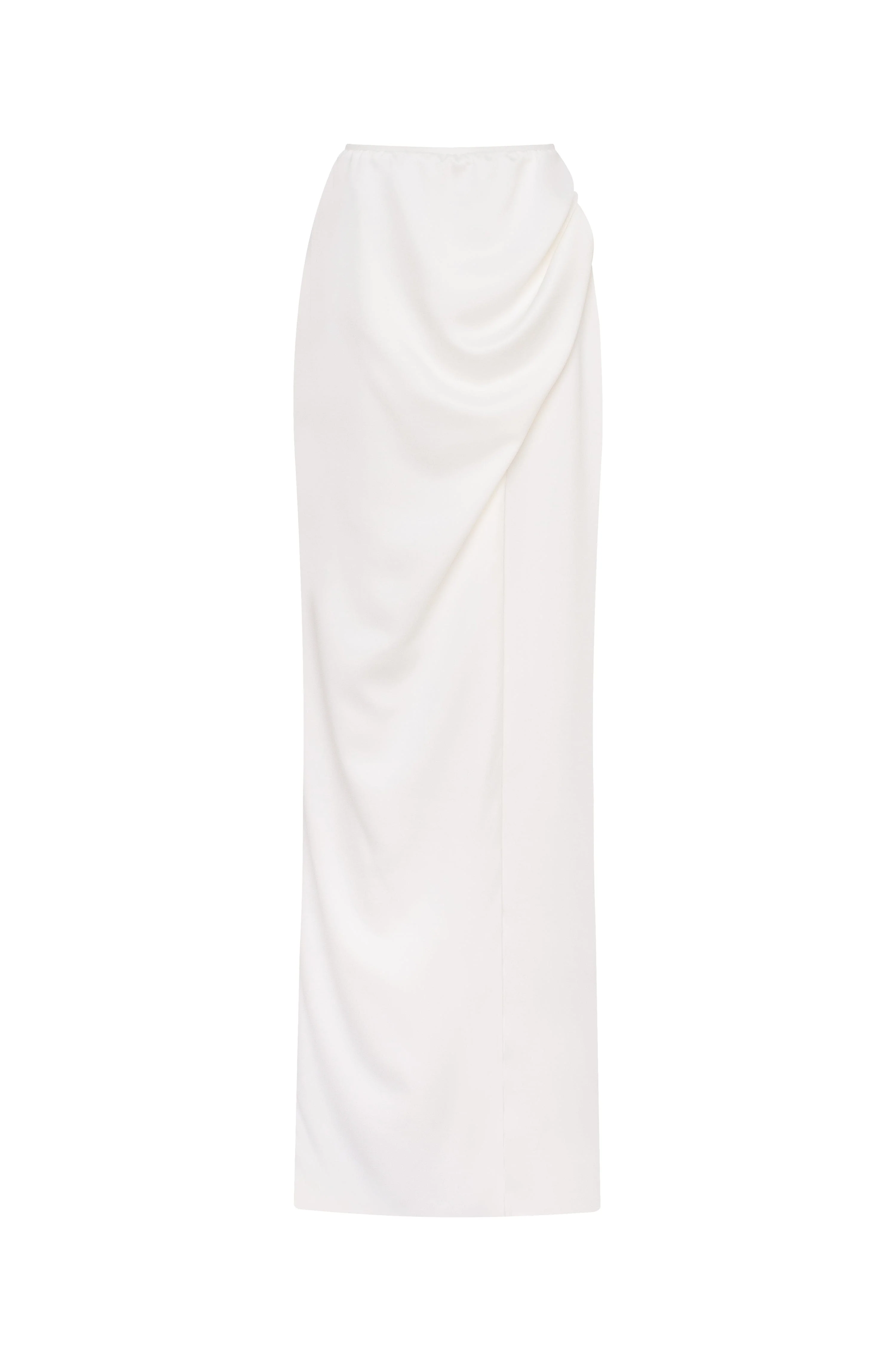Refined fitted white maxi skirt with a slit, Midnight Walk