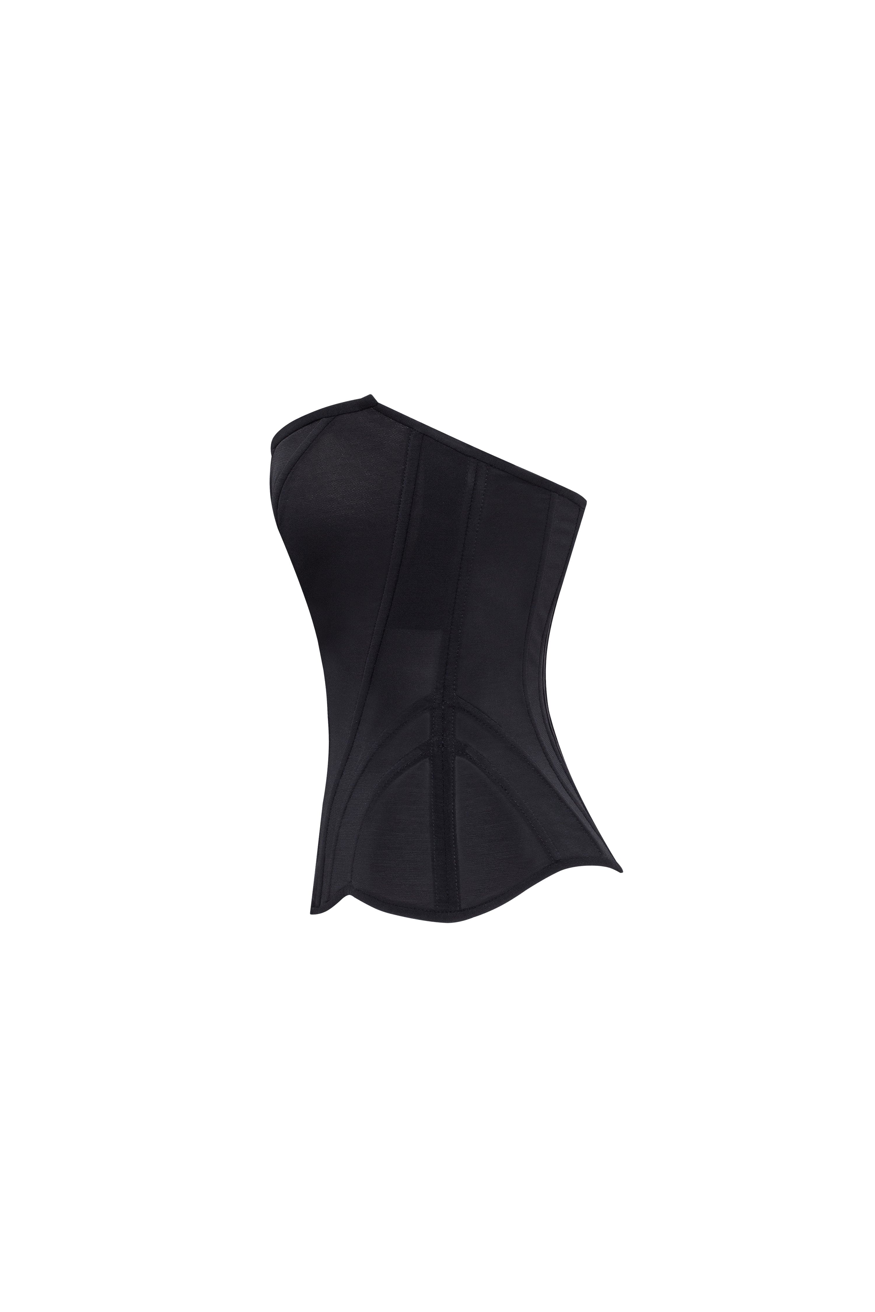 Chic low-waist black fitted corset, Midnight Walk