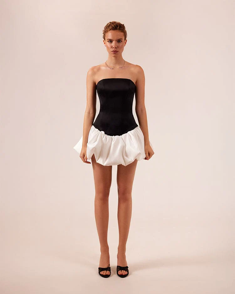Swan-like mini corset dress, Glow-Up