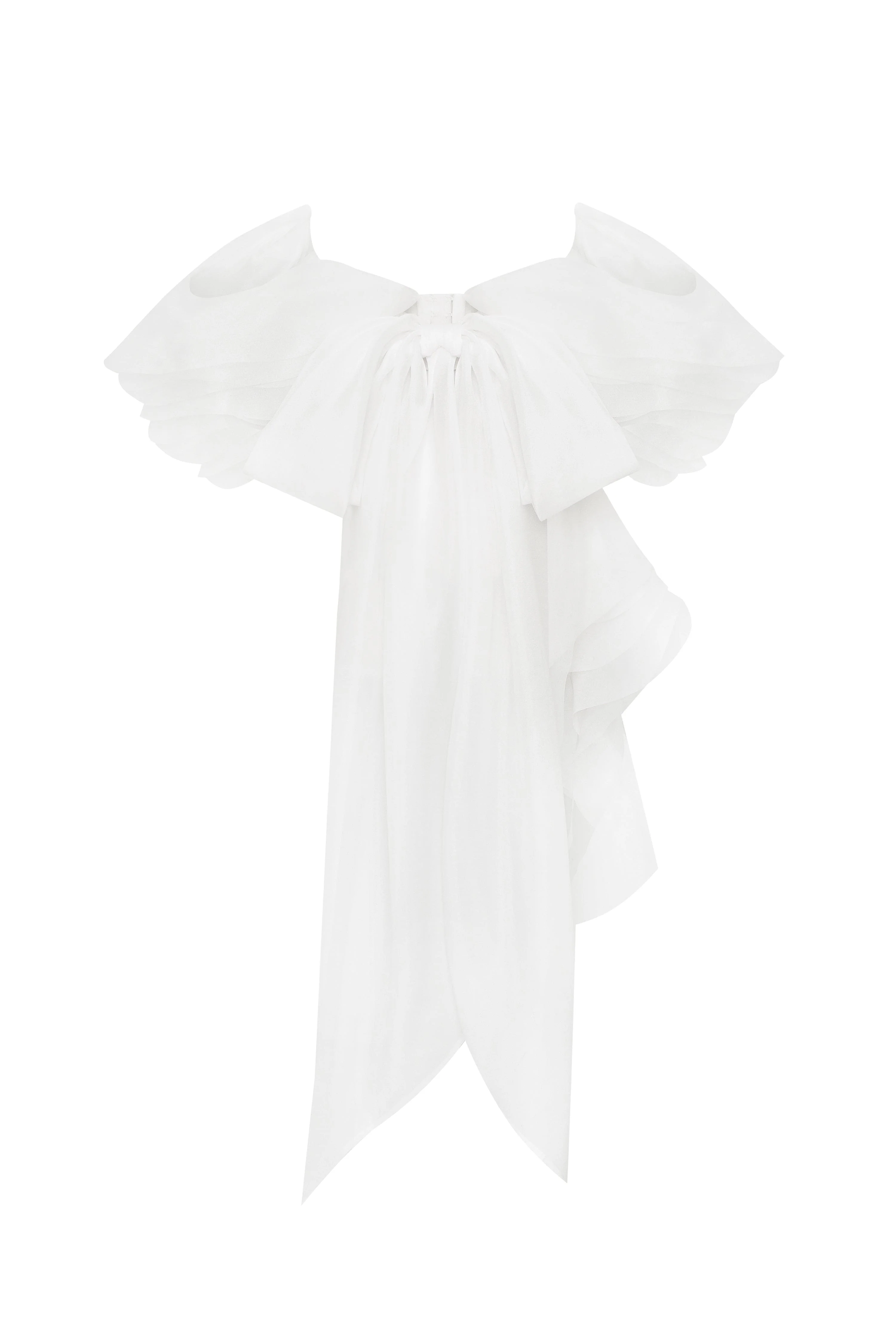 Dreamy blouse with meringue flounces in white, Midnight Walk