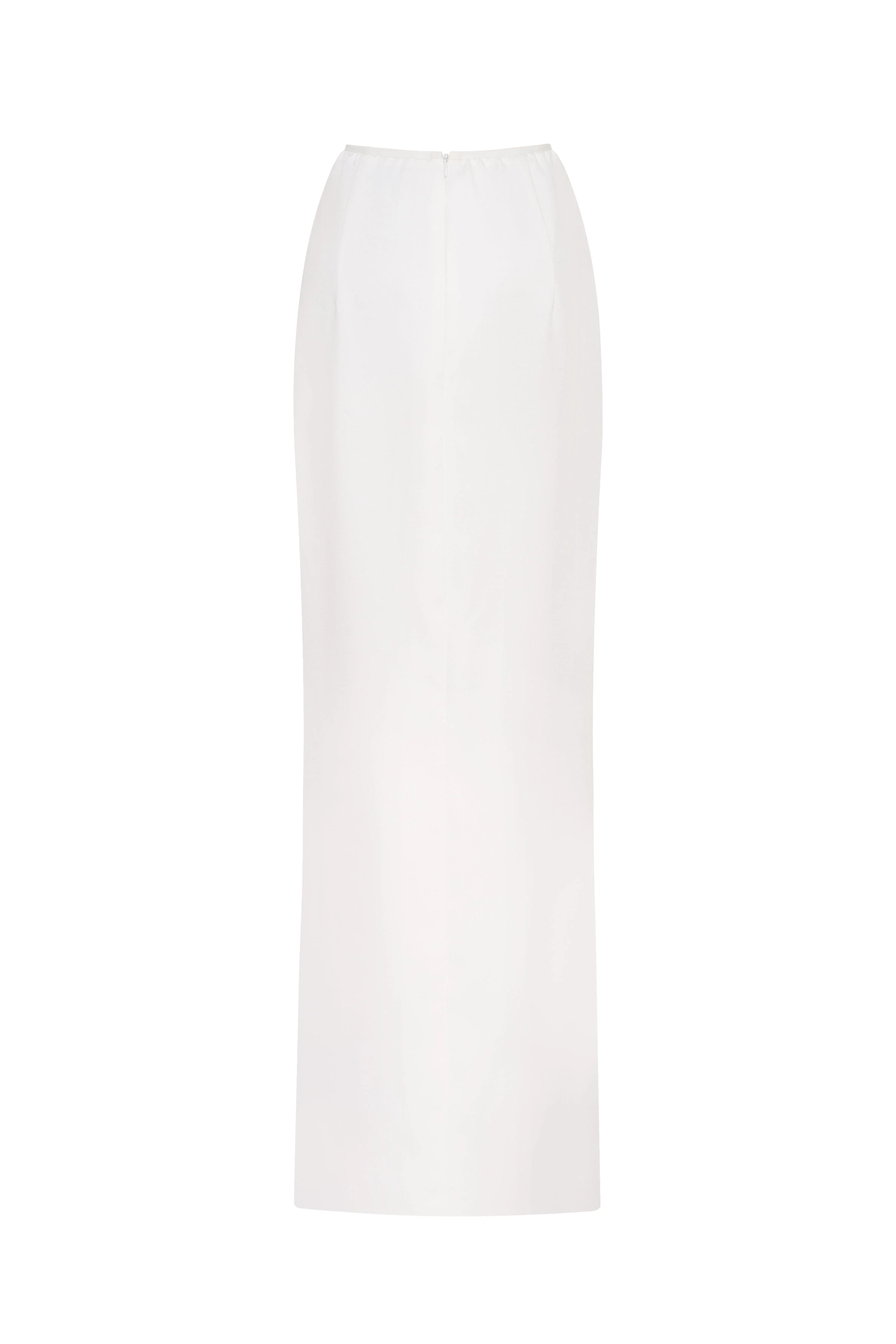 Refined fitted white maxi skirt with a slit, Midnight Walk