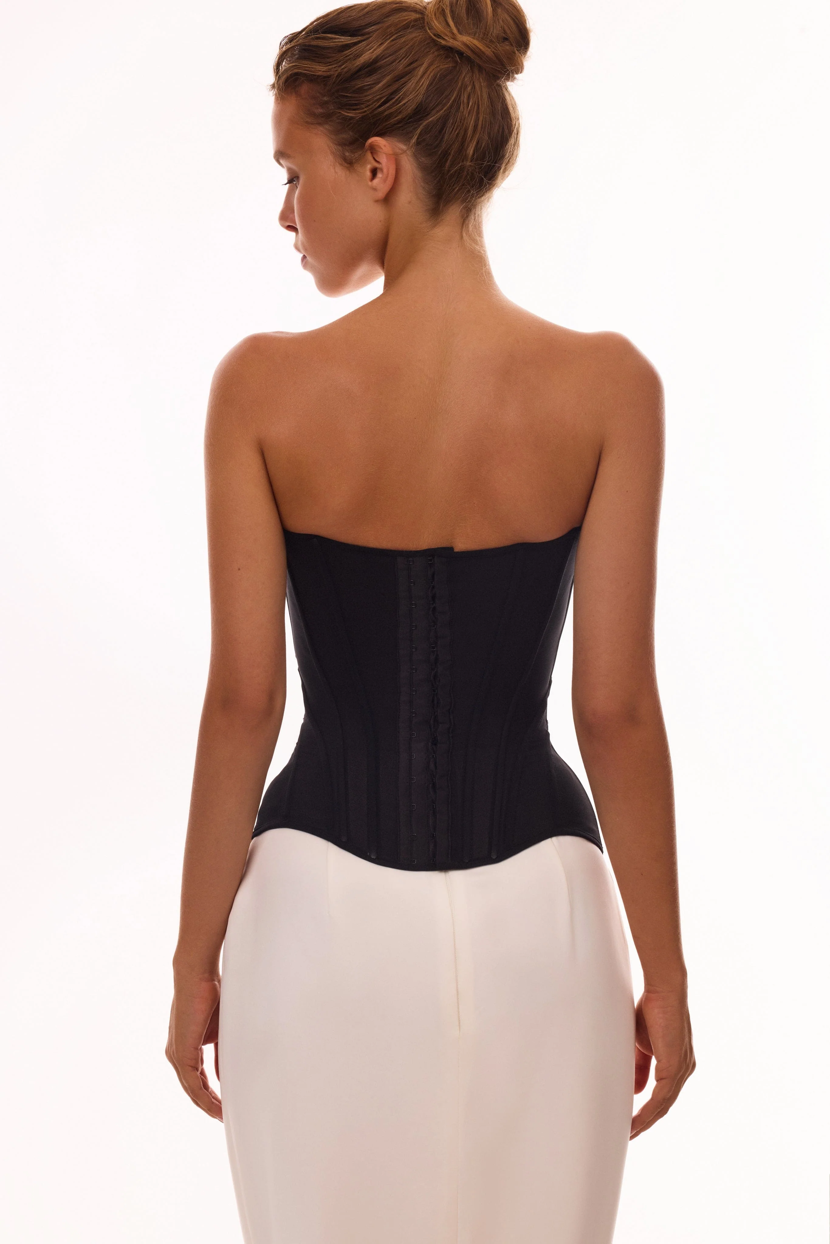 Refined fitted white maxi skirt with a slit, Midnight Walk