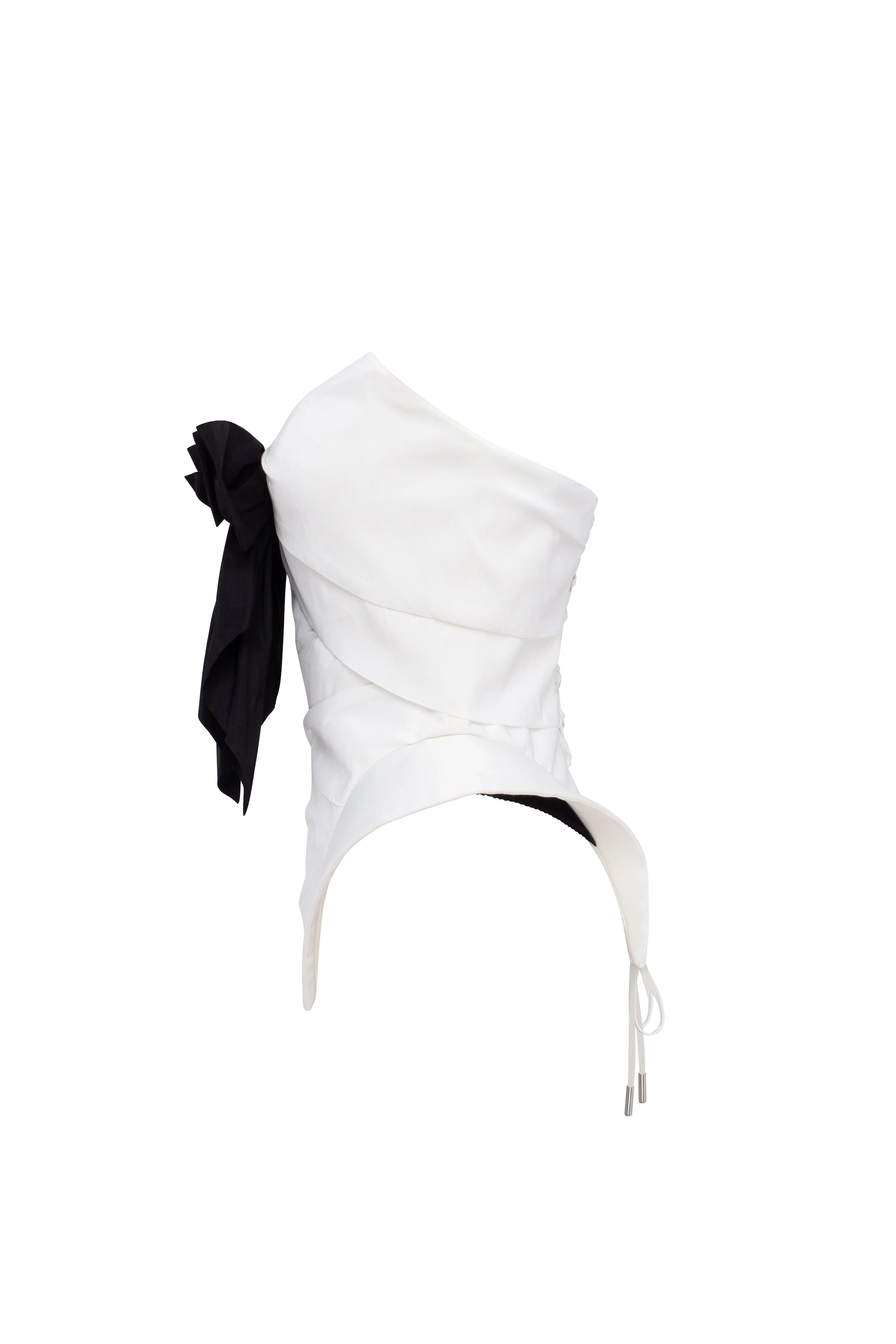 Sleeveless white corset with detachable bow, Parisienne