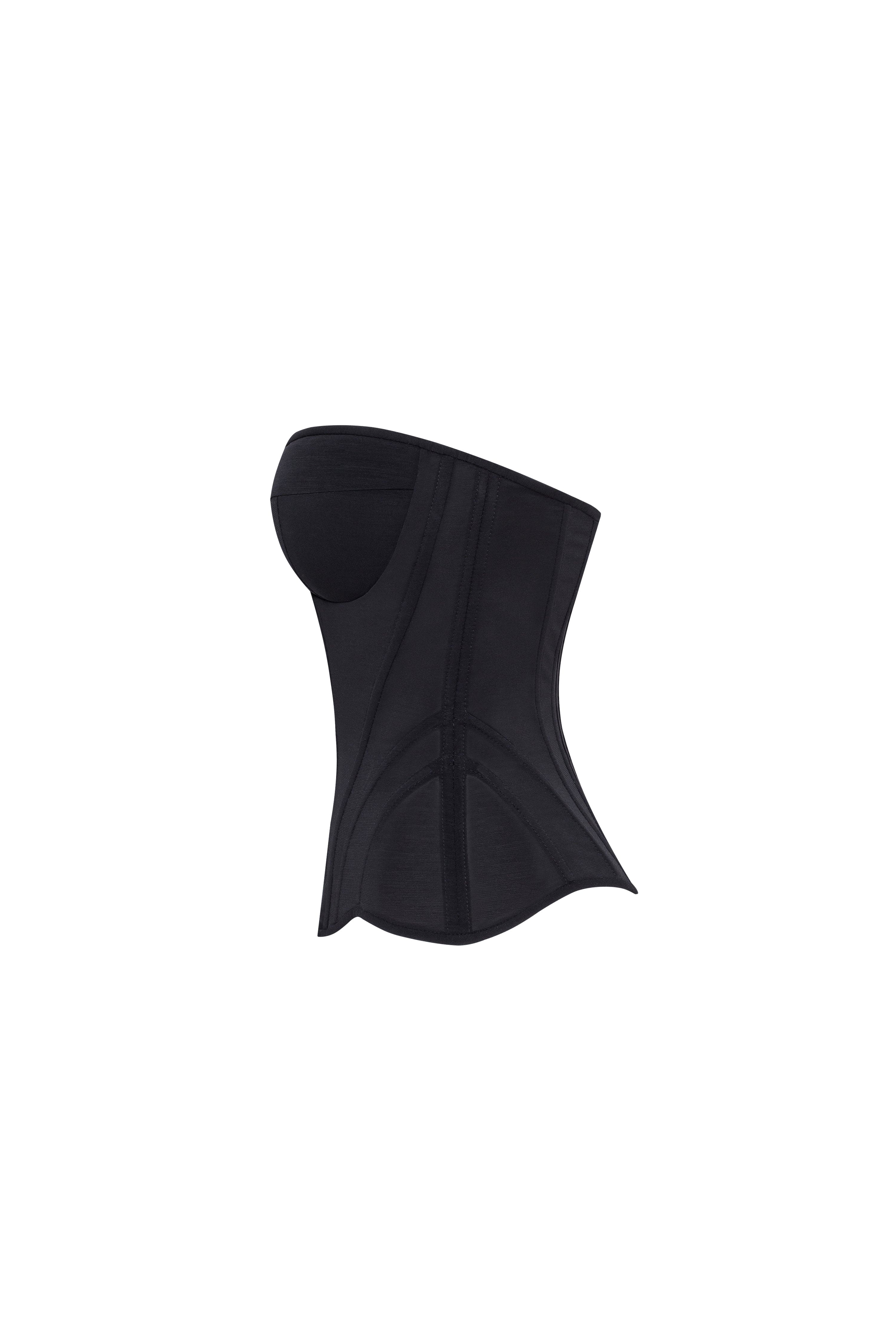 Smart heart-shaped low-waist black fitted corset, Midnight Walk