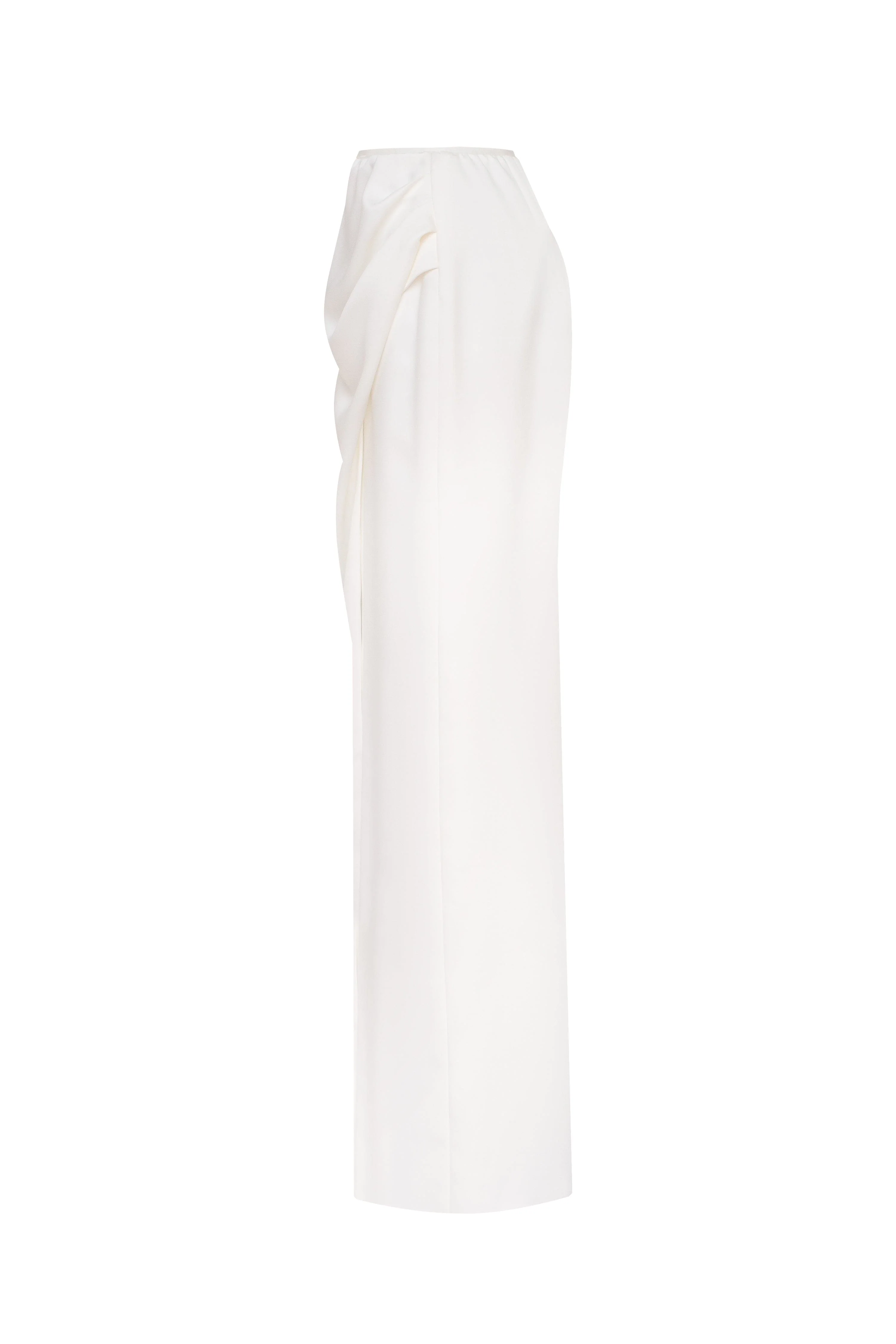 Refined fitted white maxi skirt with a slit, Midnight Walk