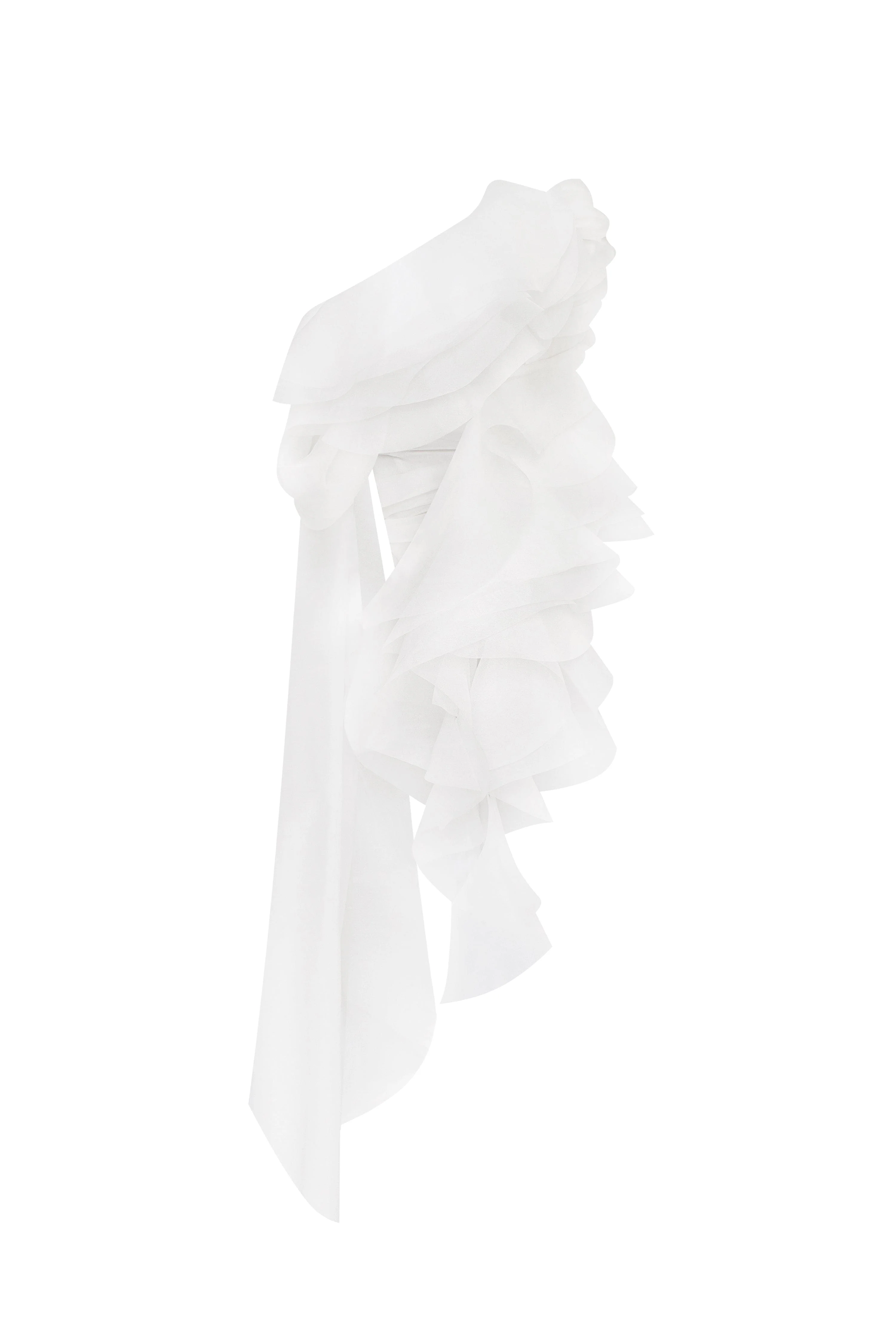 Dreamy blouse with meringue flounces in white, Midnight Walk