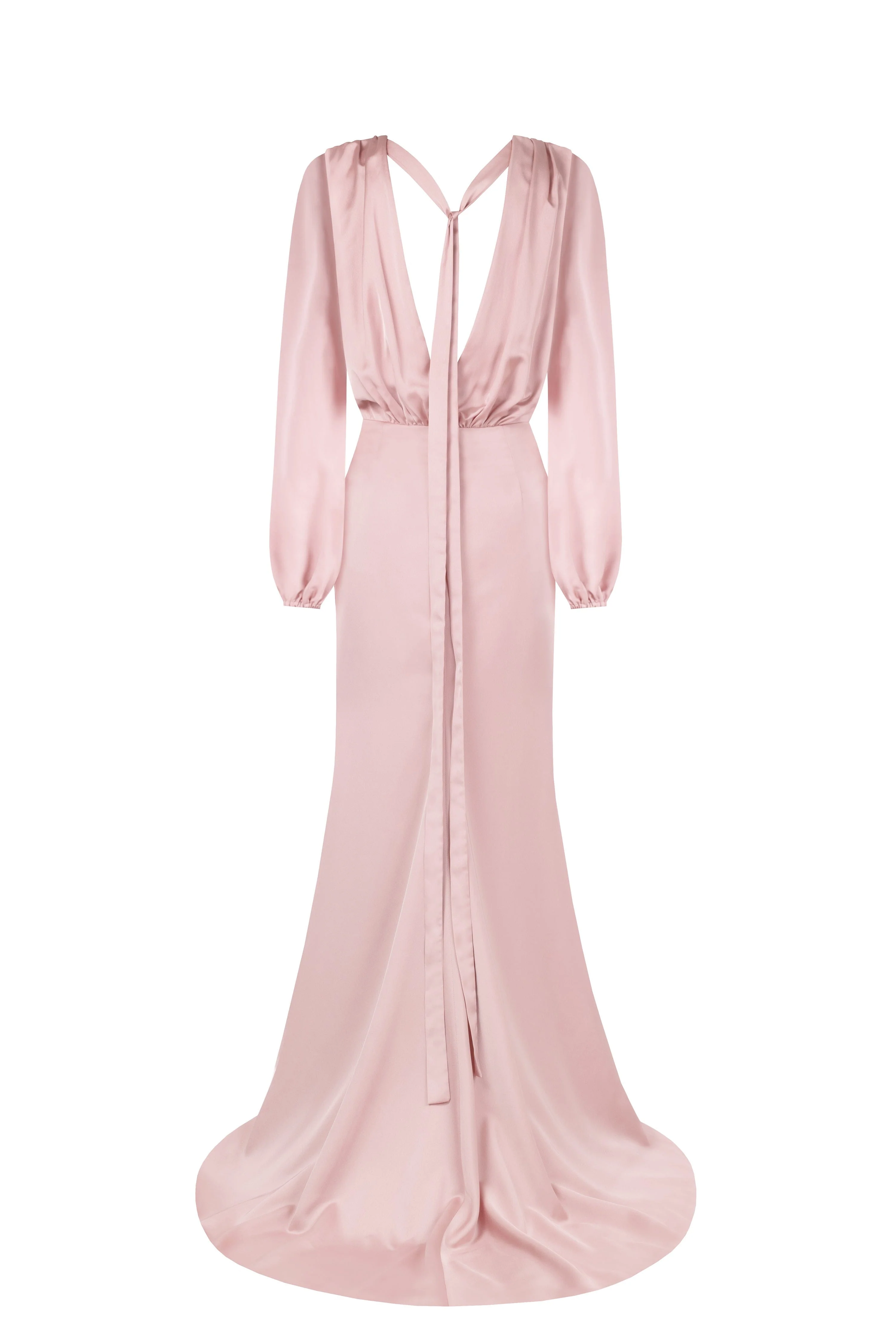 Fancy misty rose silk maxi evening dress