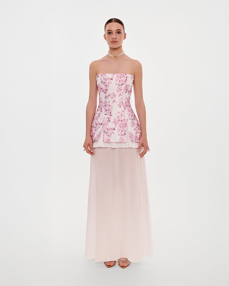 2-in-1 pink sakura mini with a detachable underskirt