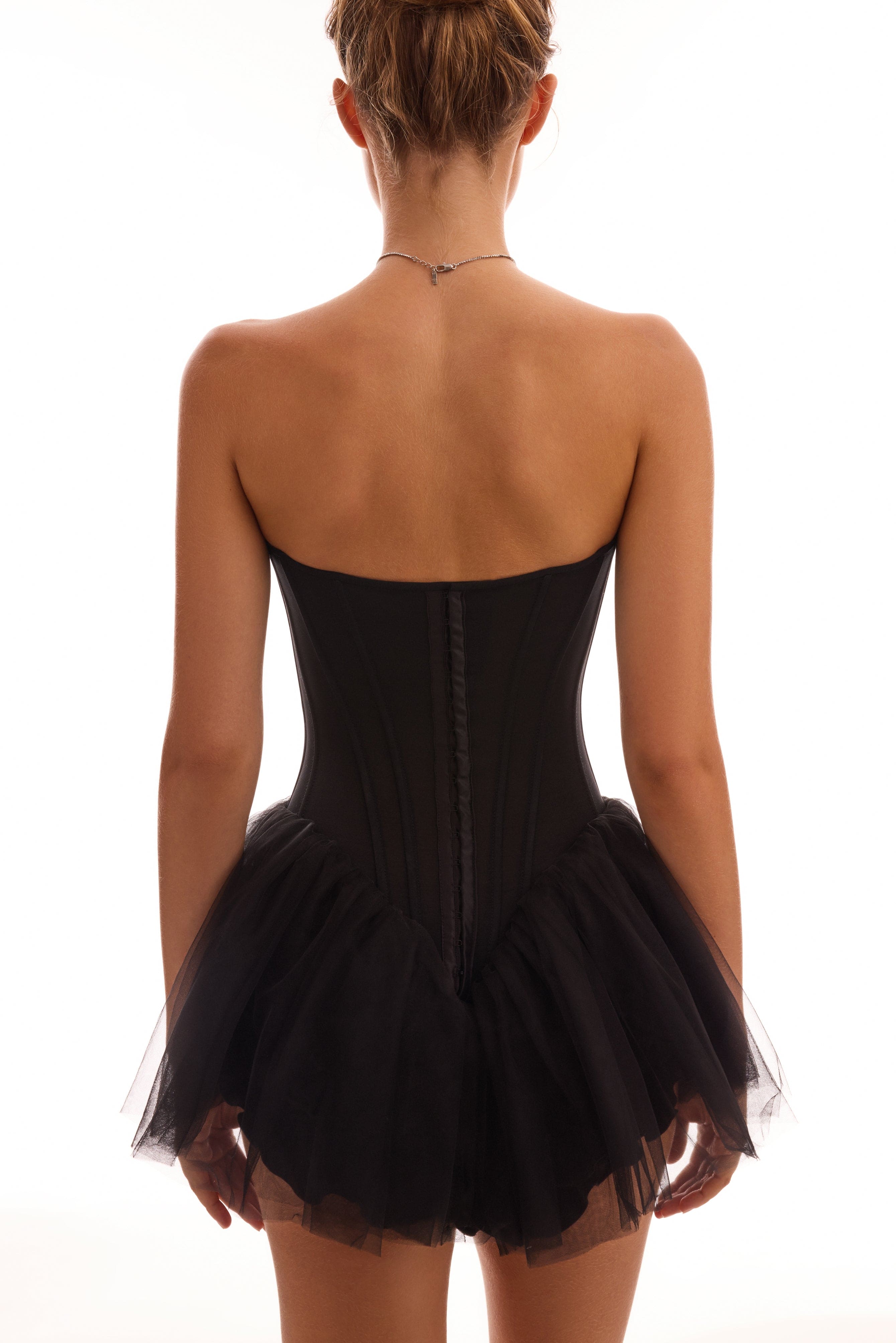 Tutu black mini dress with cute pink bows, Midnight Walk