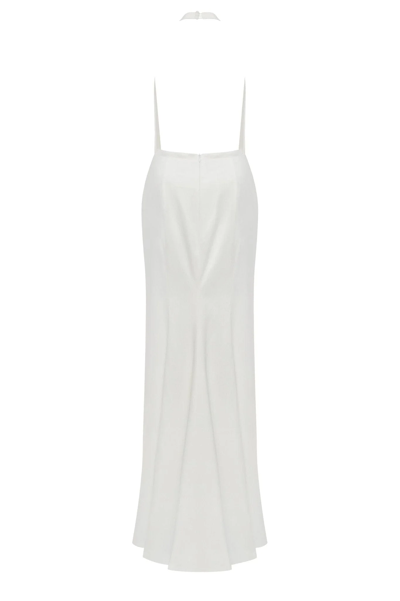 White Mock neck sleeveless low slit dress