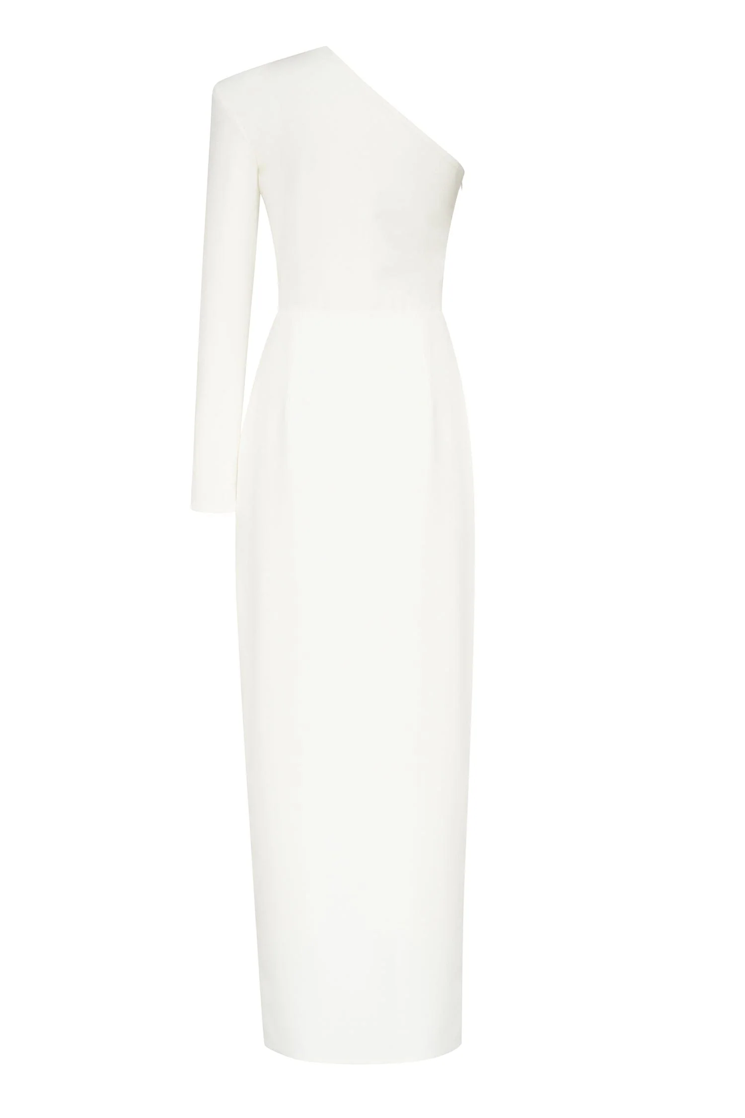 White Long-sleeved dress with sharp shoulder cut