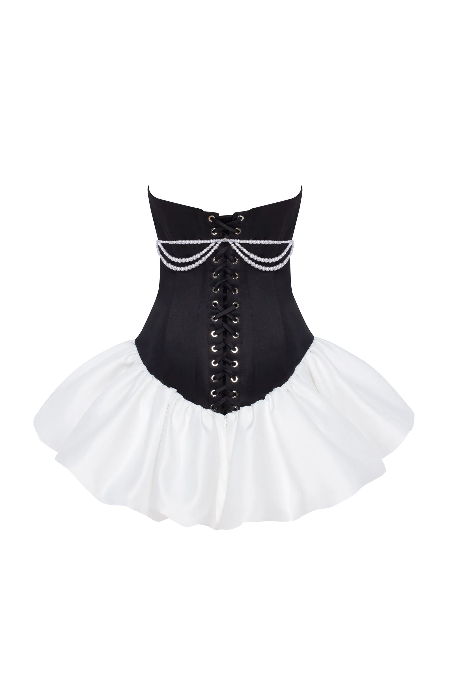 Swan-like mini corset dress, Glow-Up