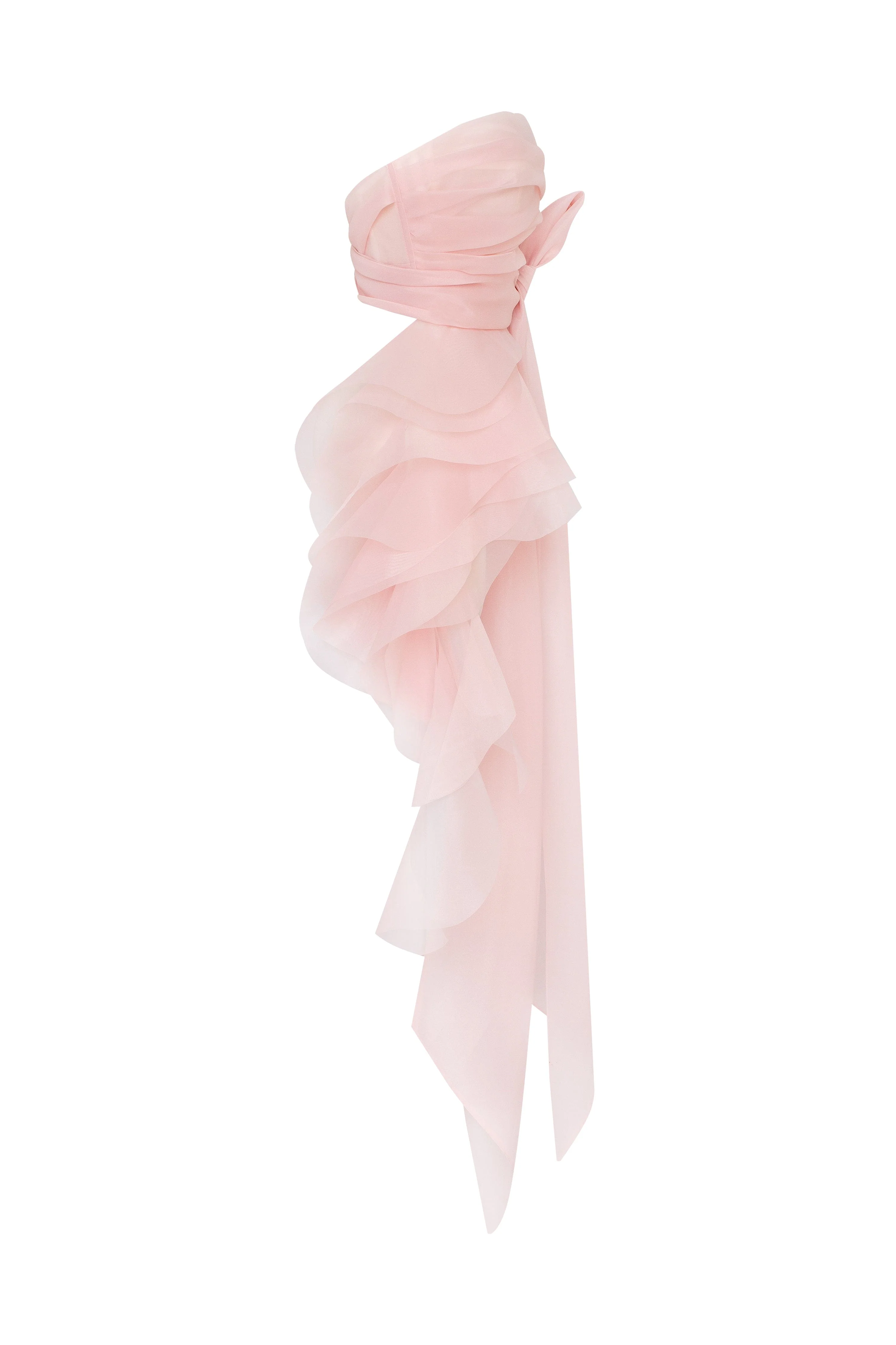 Dreamy off-shoulder blouse with meringue flounces in misty rose, Midnight Walk