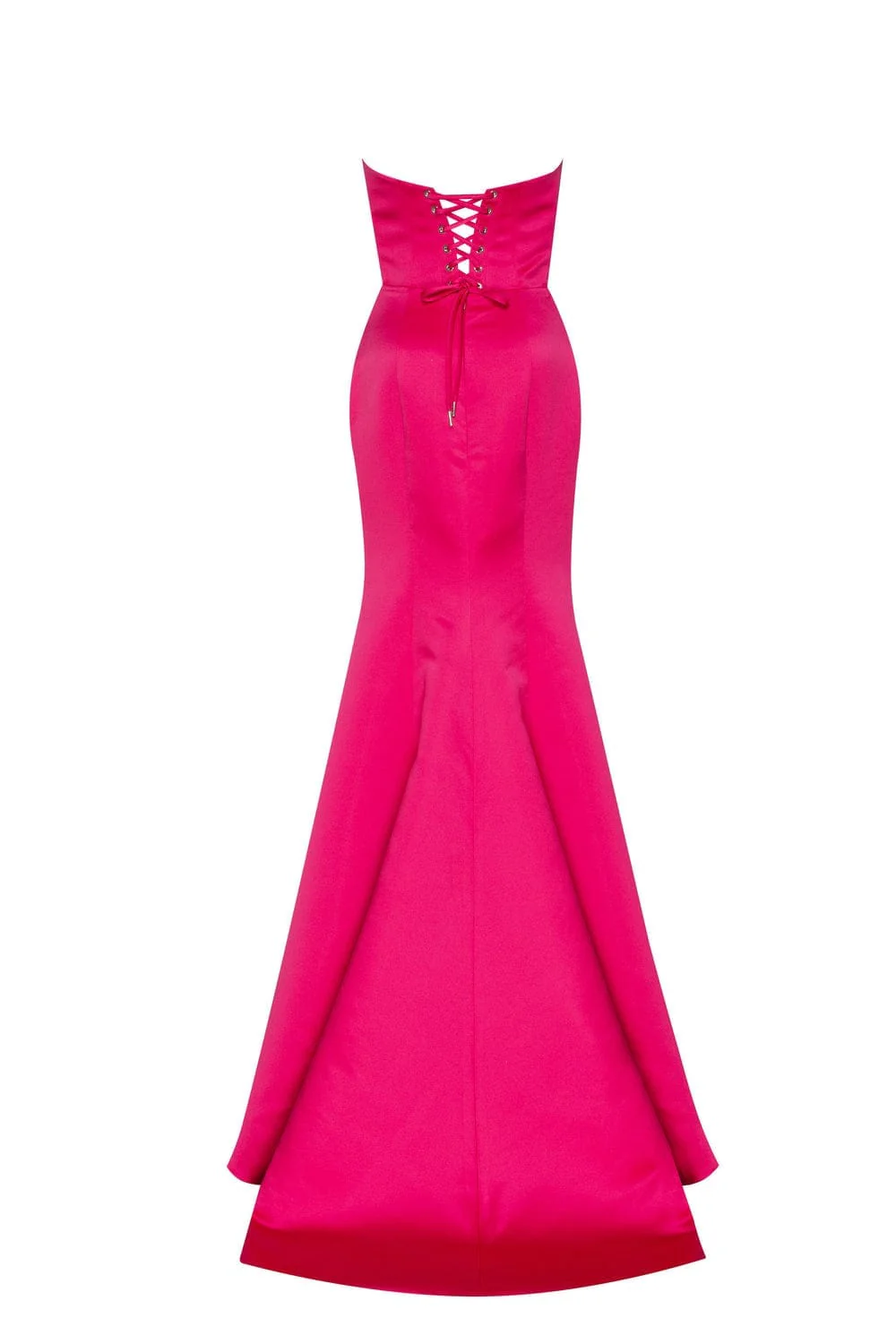 Fuchsia Strapless evening gown with thigh slit