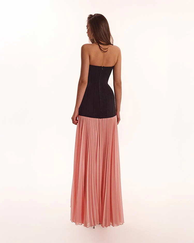 Black&Pink dress with a pleated skirt, Parisienne
