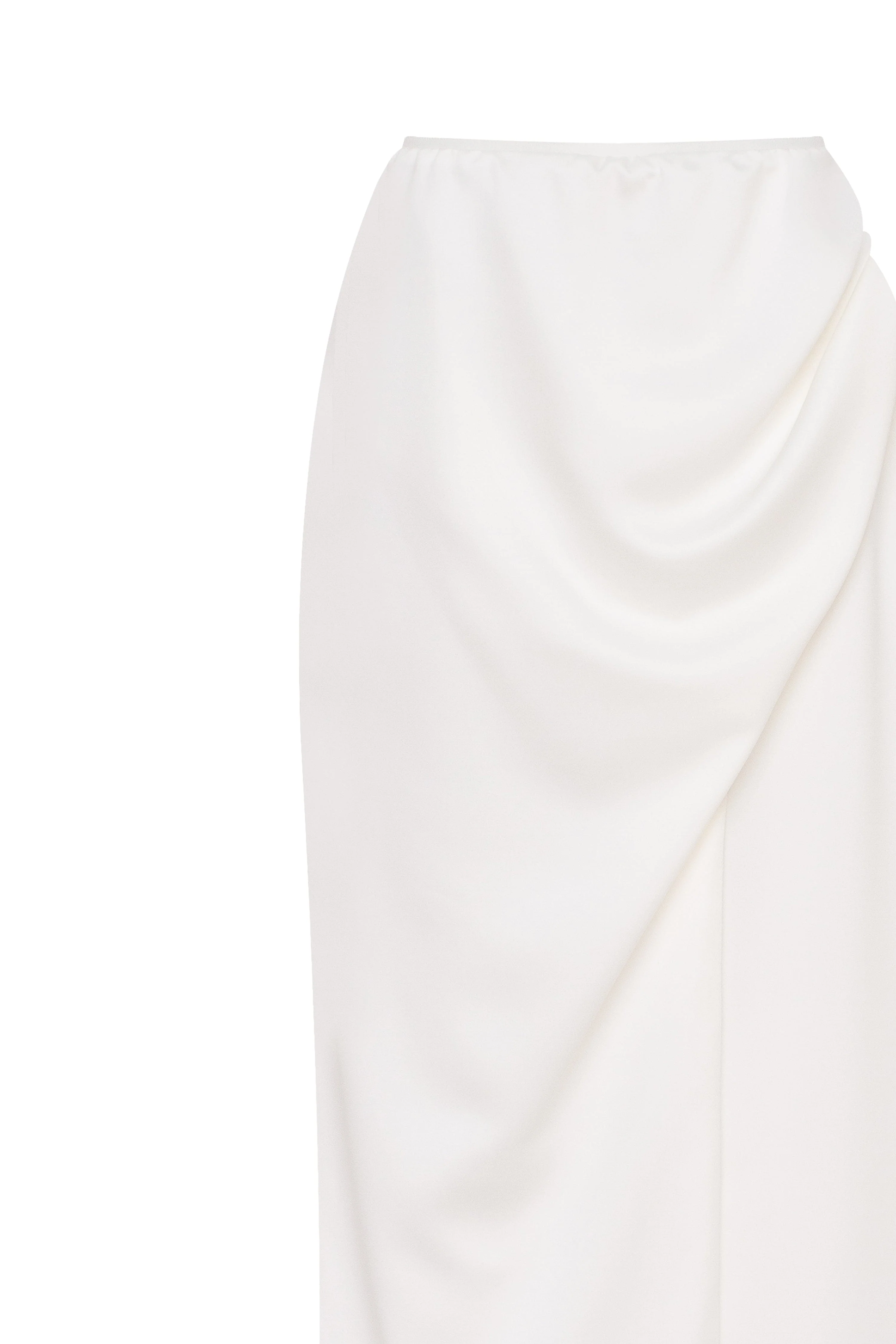 Refined fitted white maxi skirt with a slit, Midnight Walk