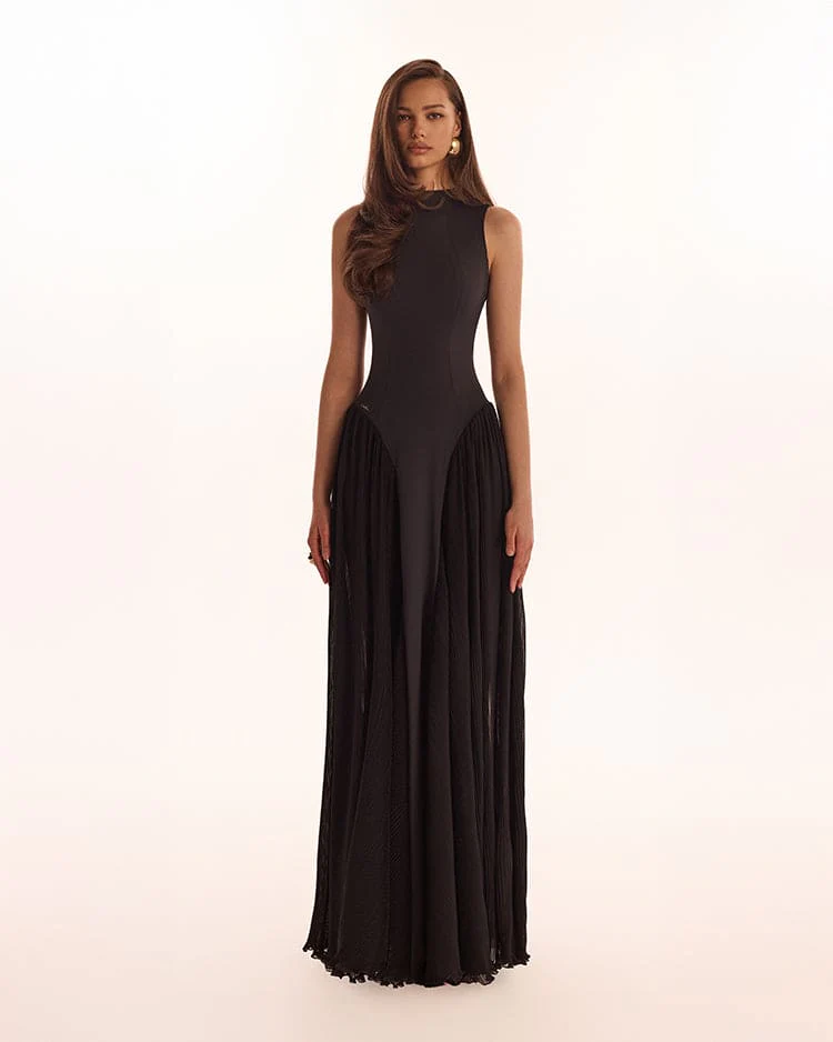 Elegant mock neck maxi dress, Parisienne
