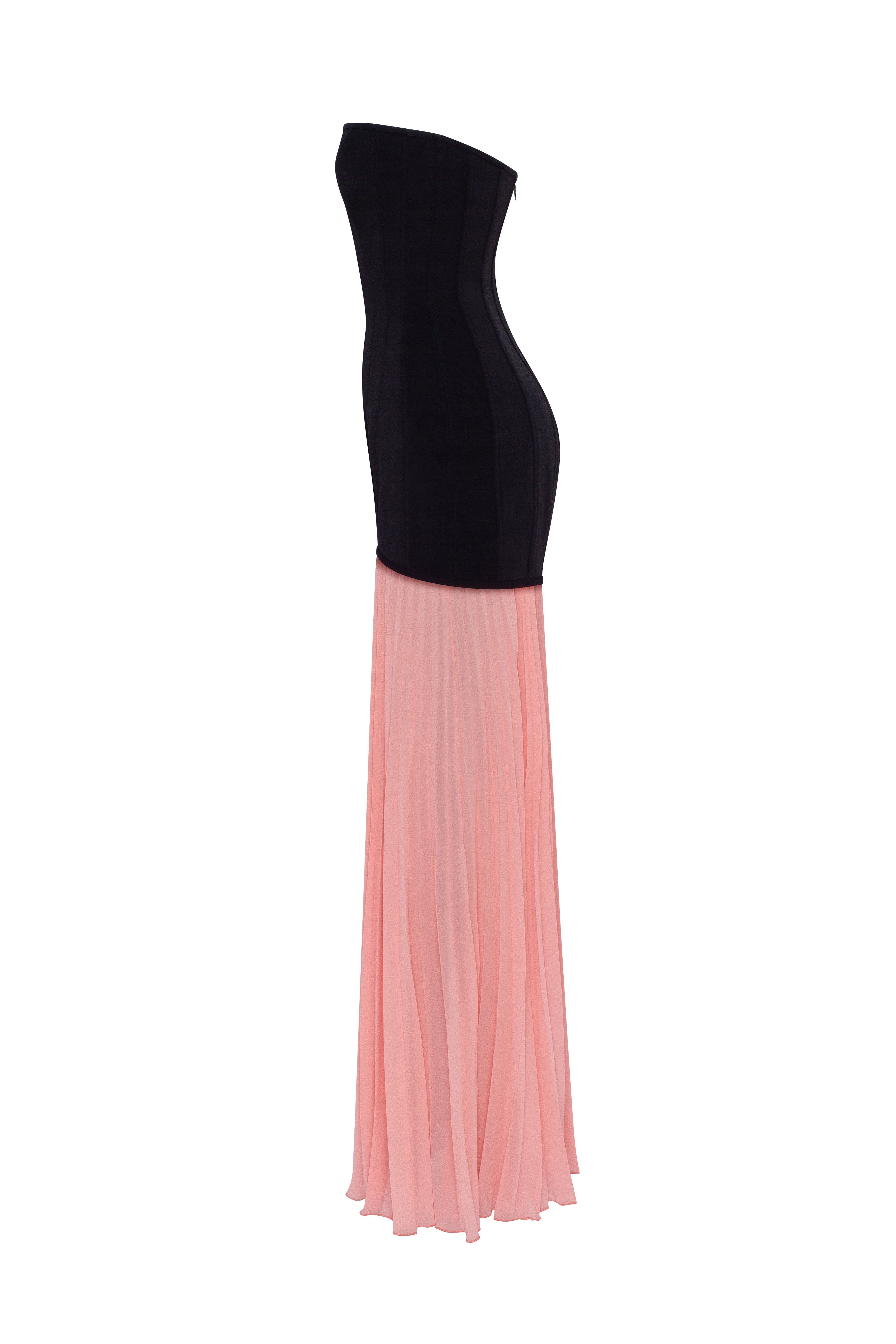 Black&Pink dress with a pleated skirt, Parisienne