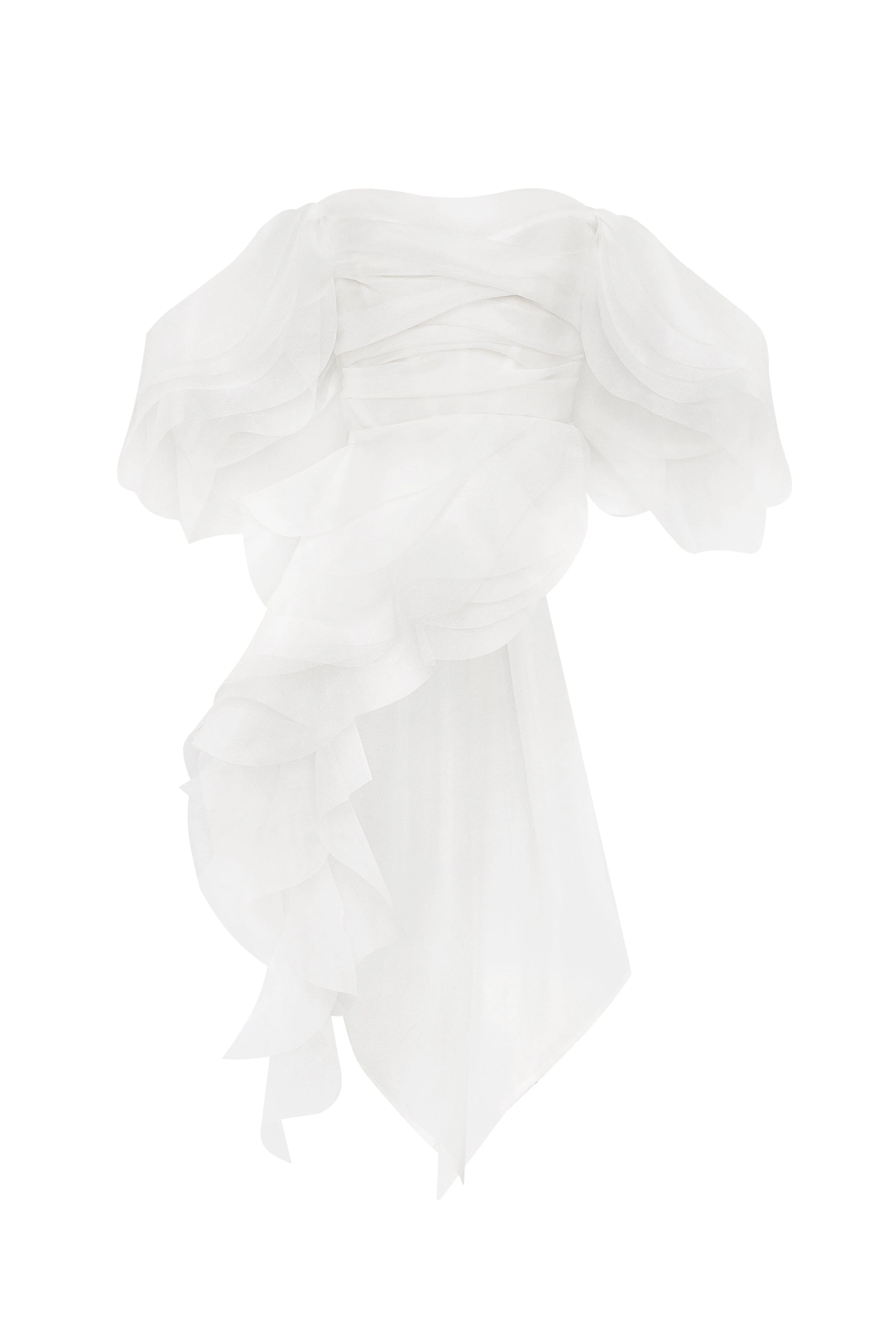 Dreamy blouse with meringue flounces in white, Midnight Walk