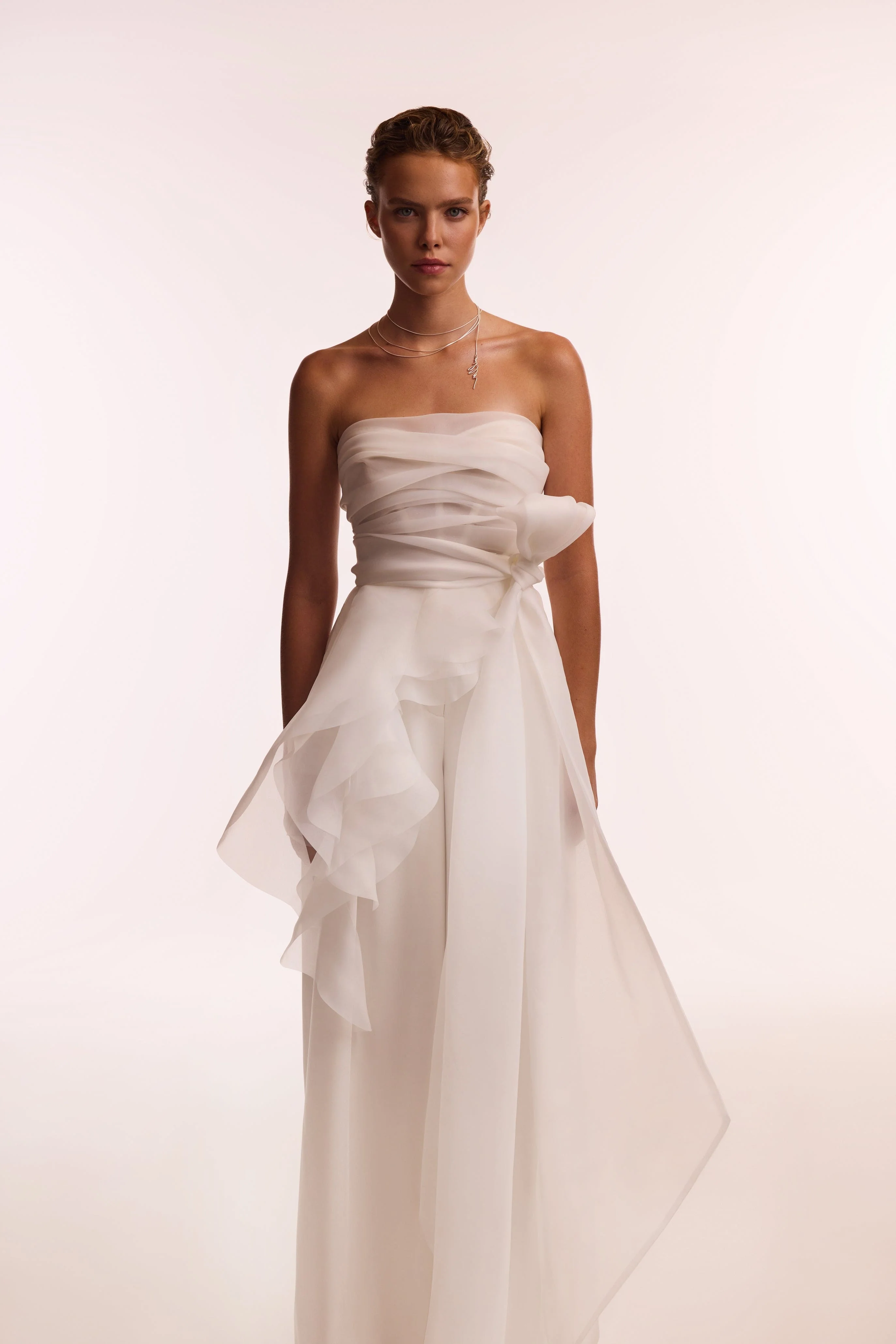 Dreamy blouse with meringue flounces in white, Midnight Walk