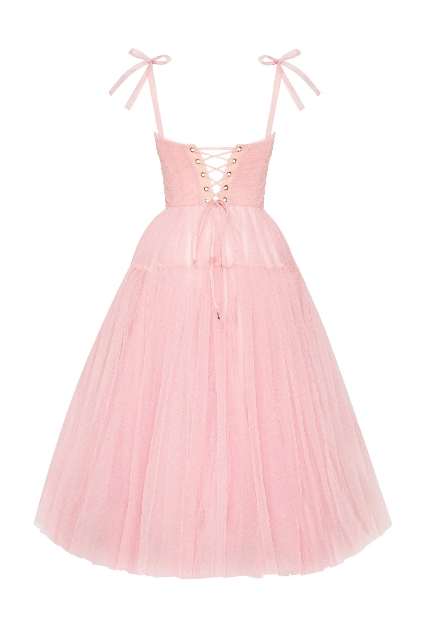 Pink tie-straps tulle dress