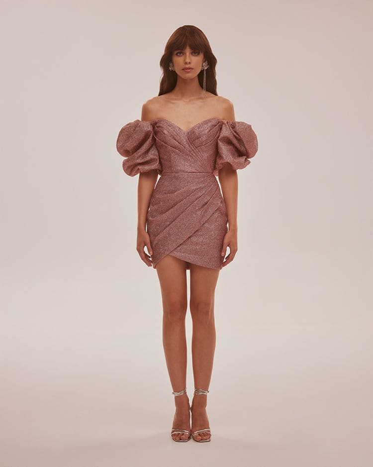 Rose Cute mini dress with doll sleeves