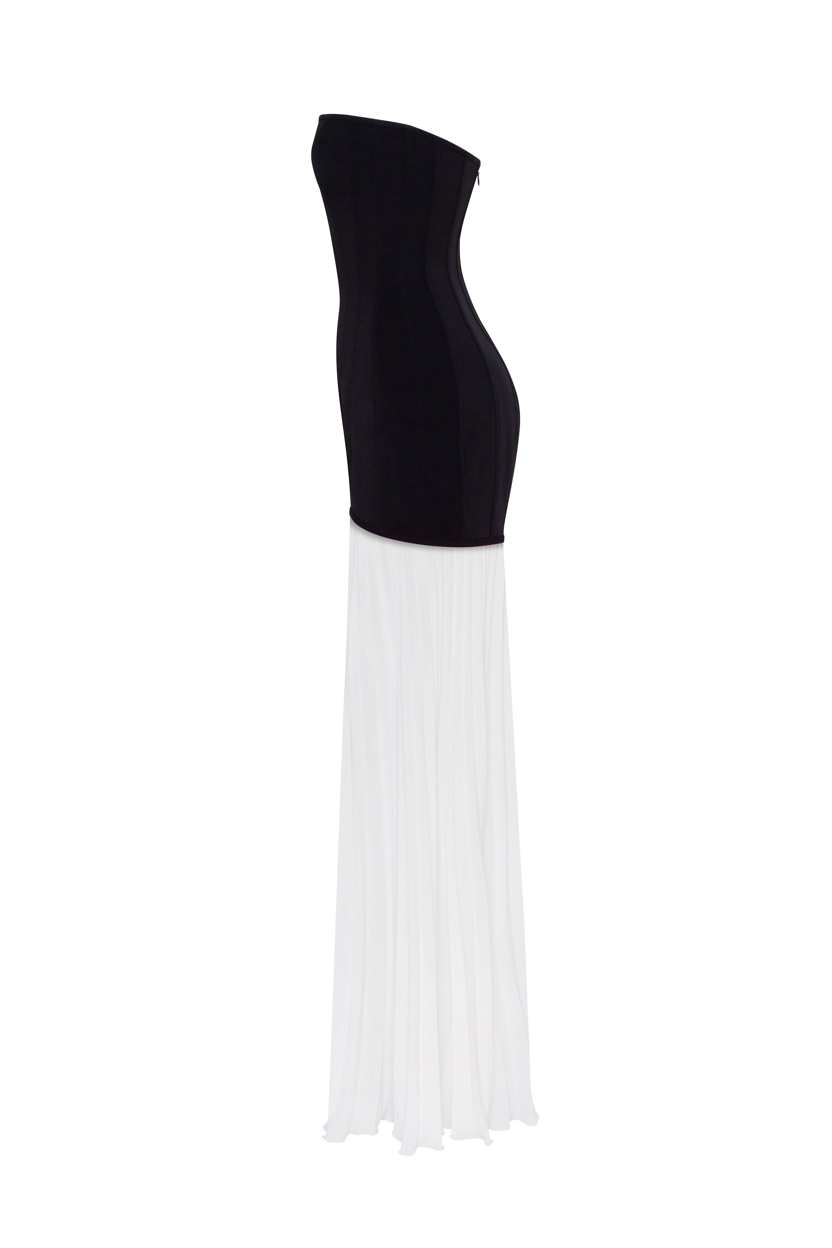 Black&White dress with a pleated skirt, Parisienne