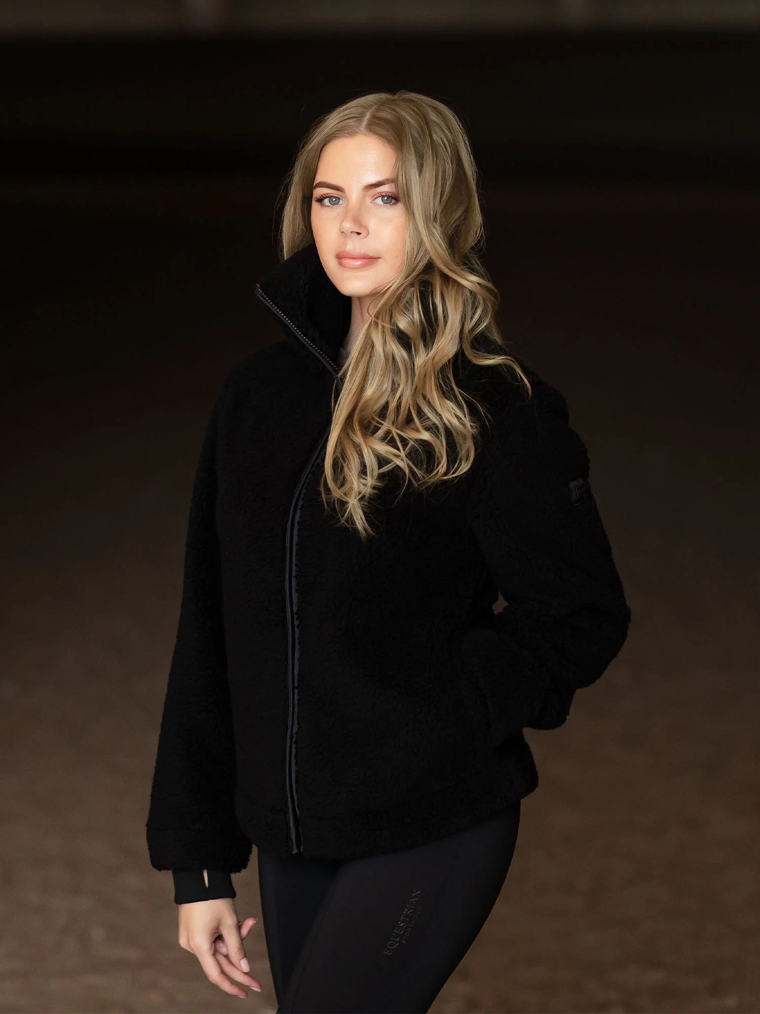 Teddy Fleece Jacket Black Dark Ocean