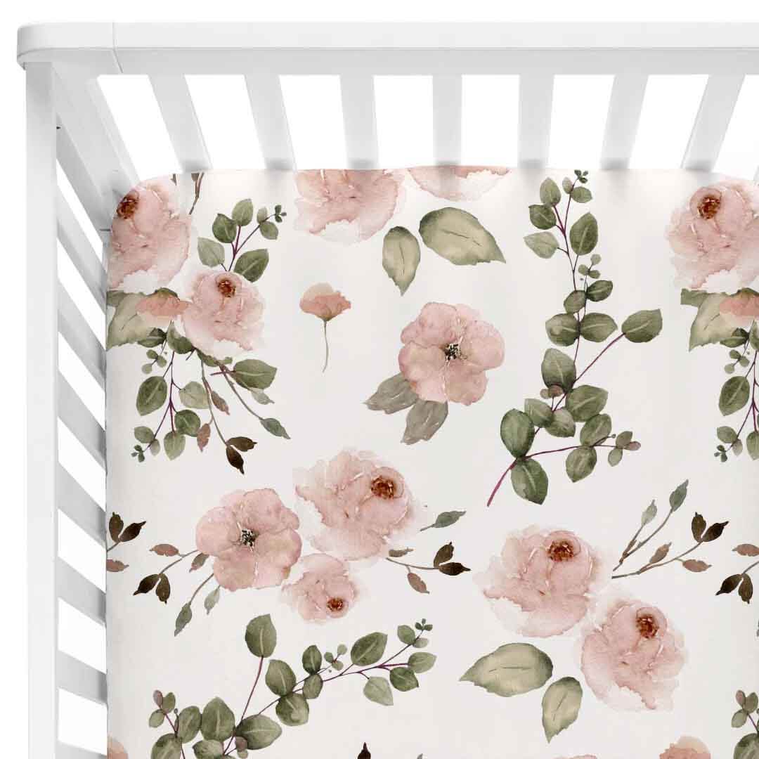 Dusty Pink Rose Crib Sheet