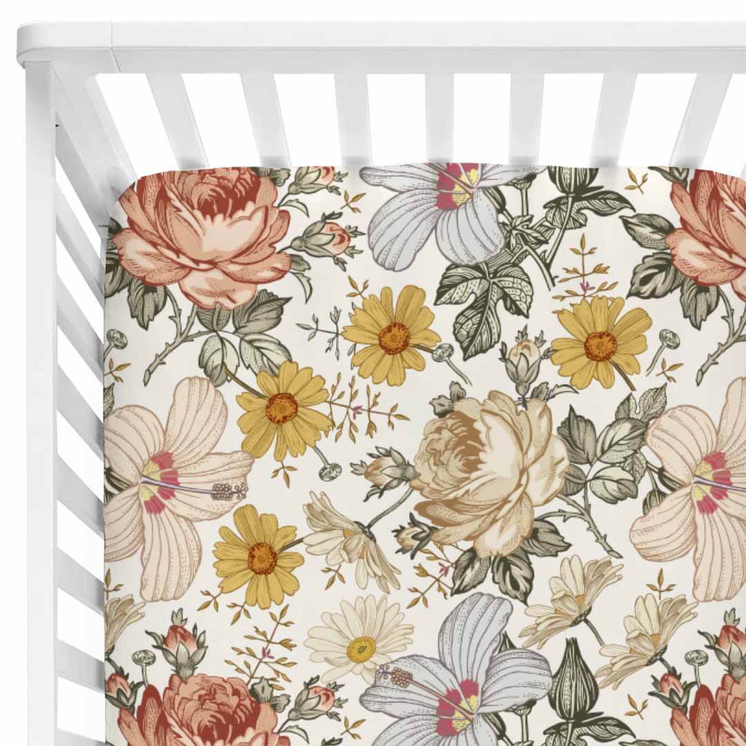 Vintage Floral Crib Sheet