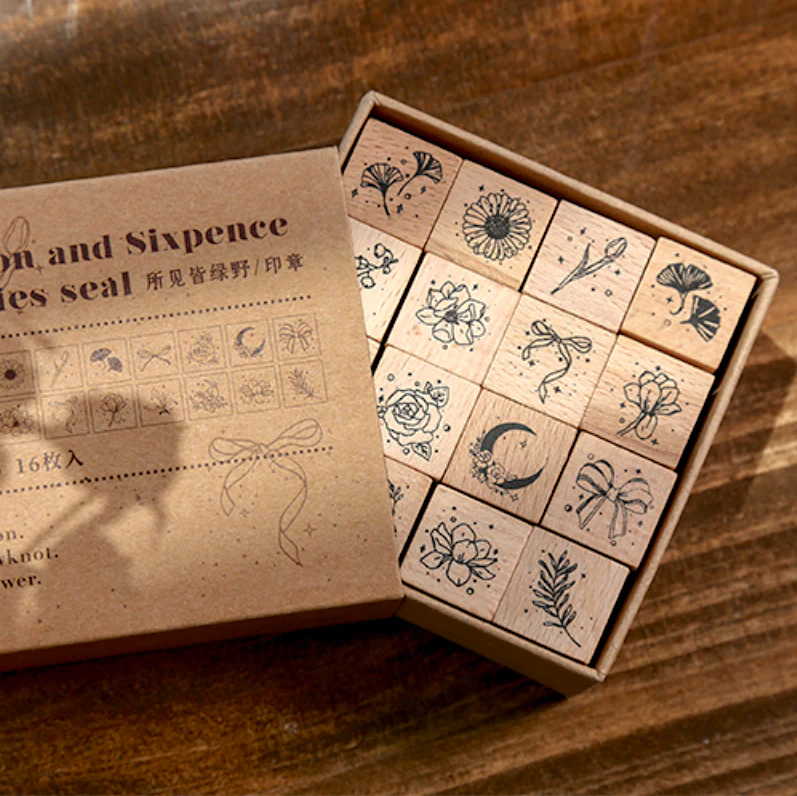 Floral Wooden Stamp Set