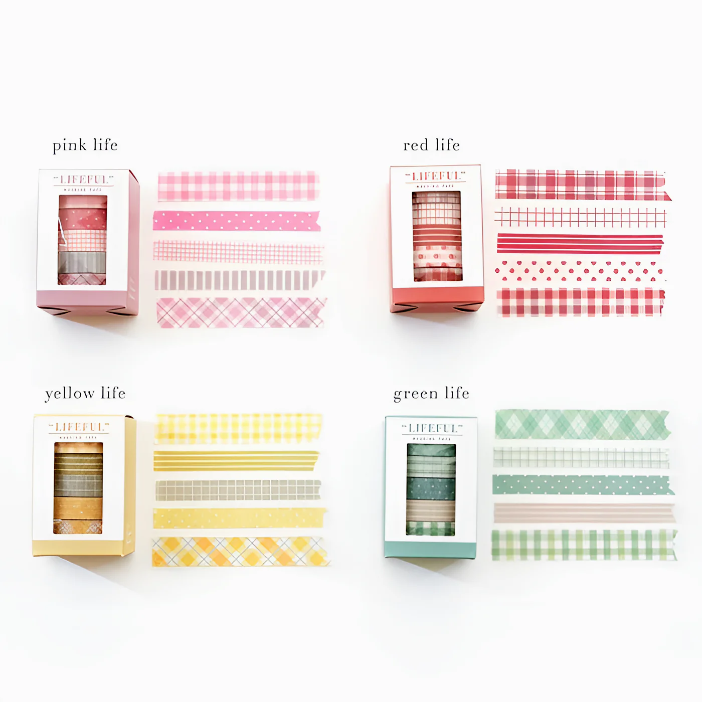 Colorful Pattern Masking Tapes Set of 5 Pink