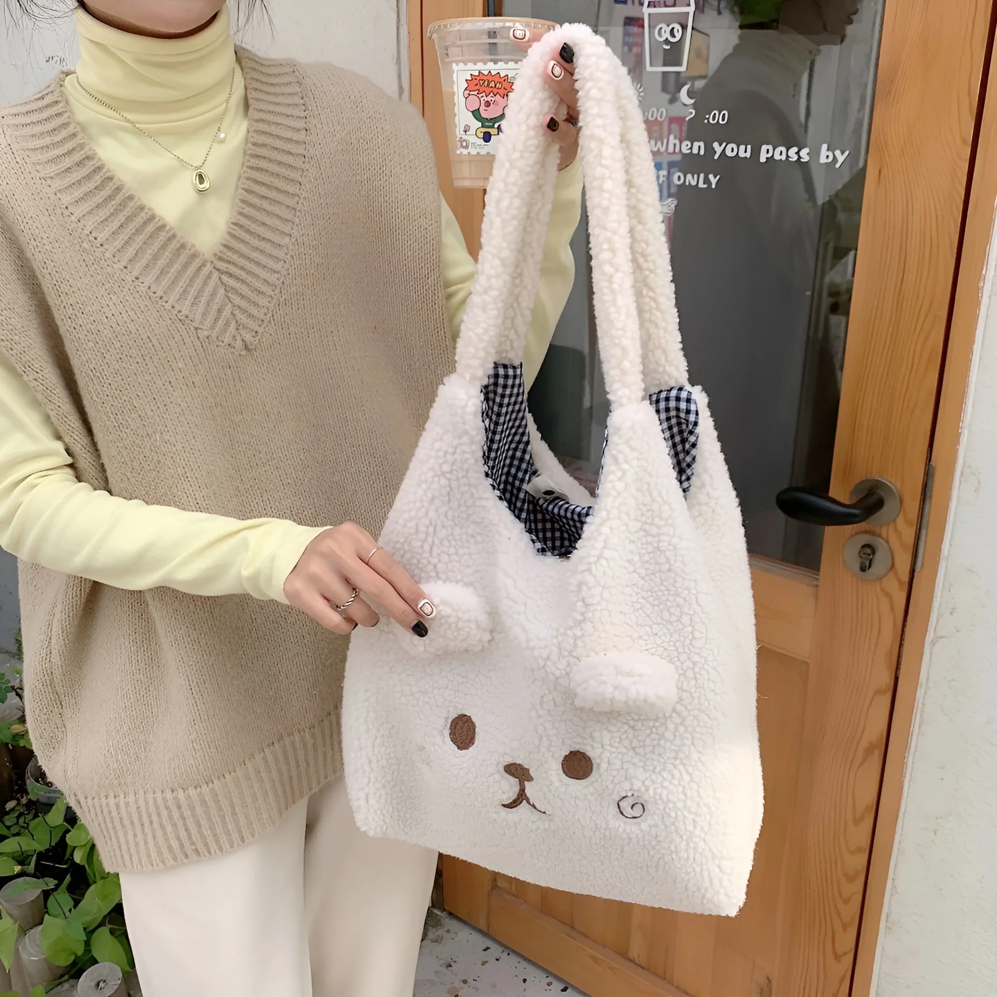 Bear Snuggler Sherpa Tote