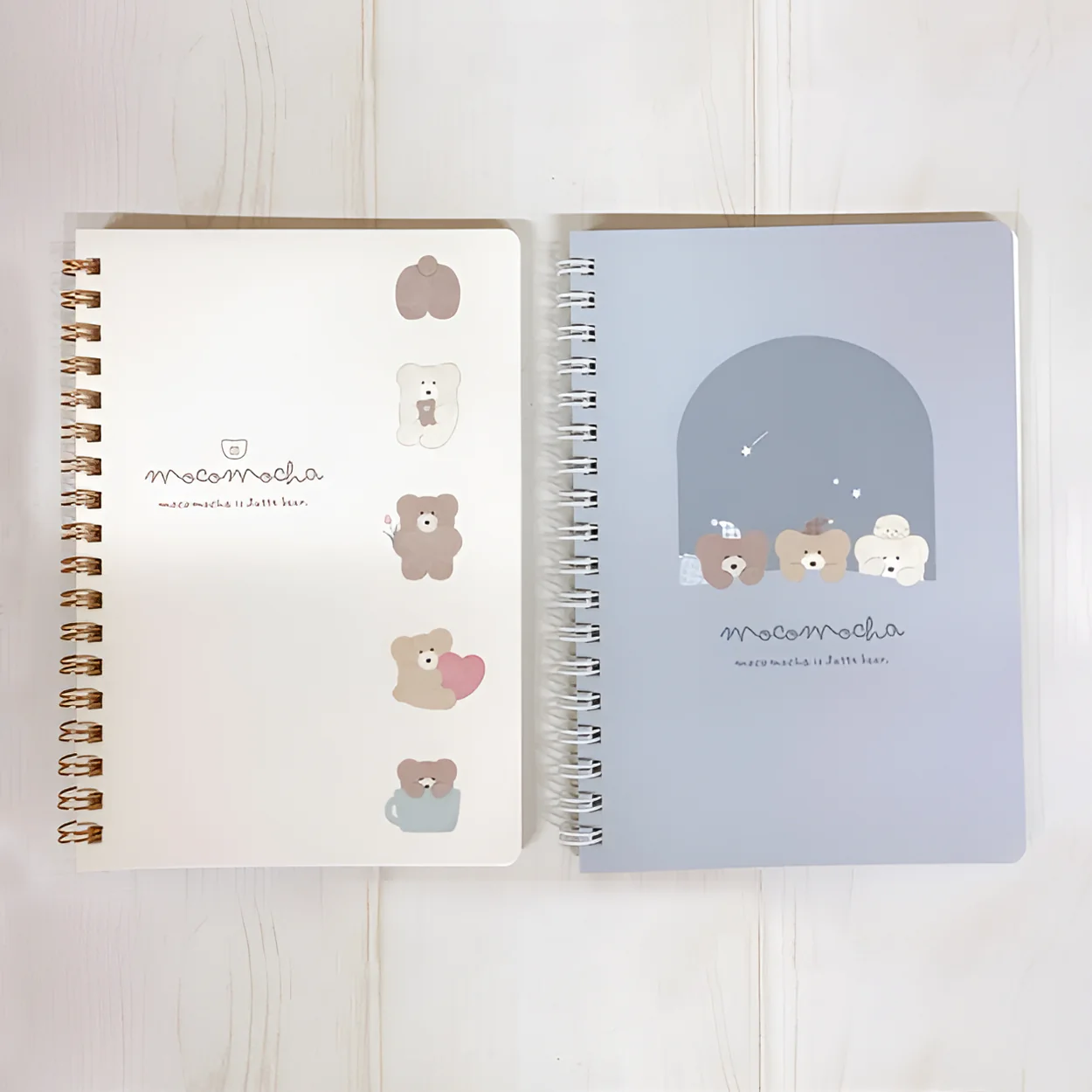 Spiral Notebook with Bear Illustrations