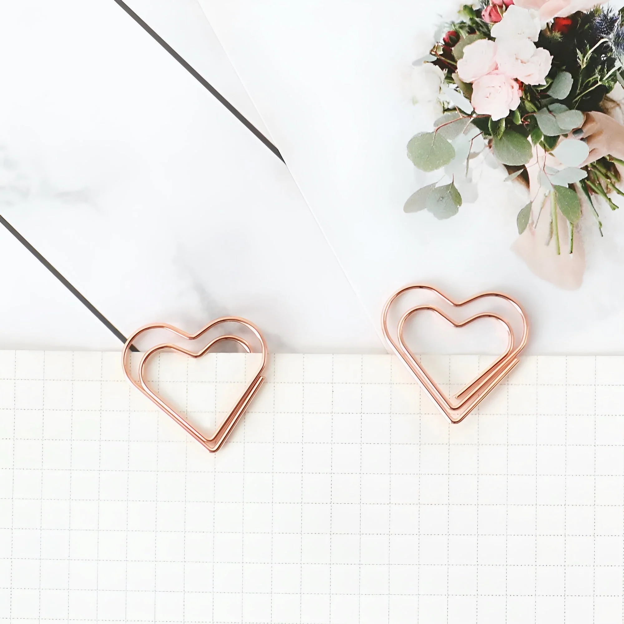 Gold Heart Shaped Paper Clips Set of 20