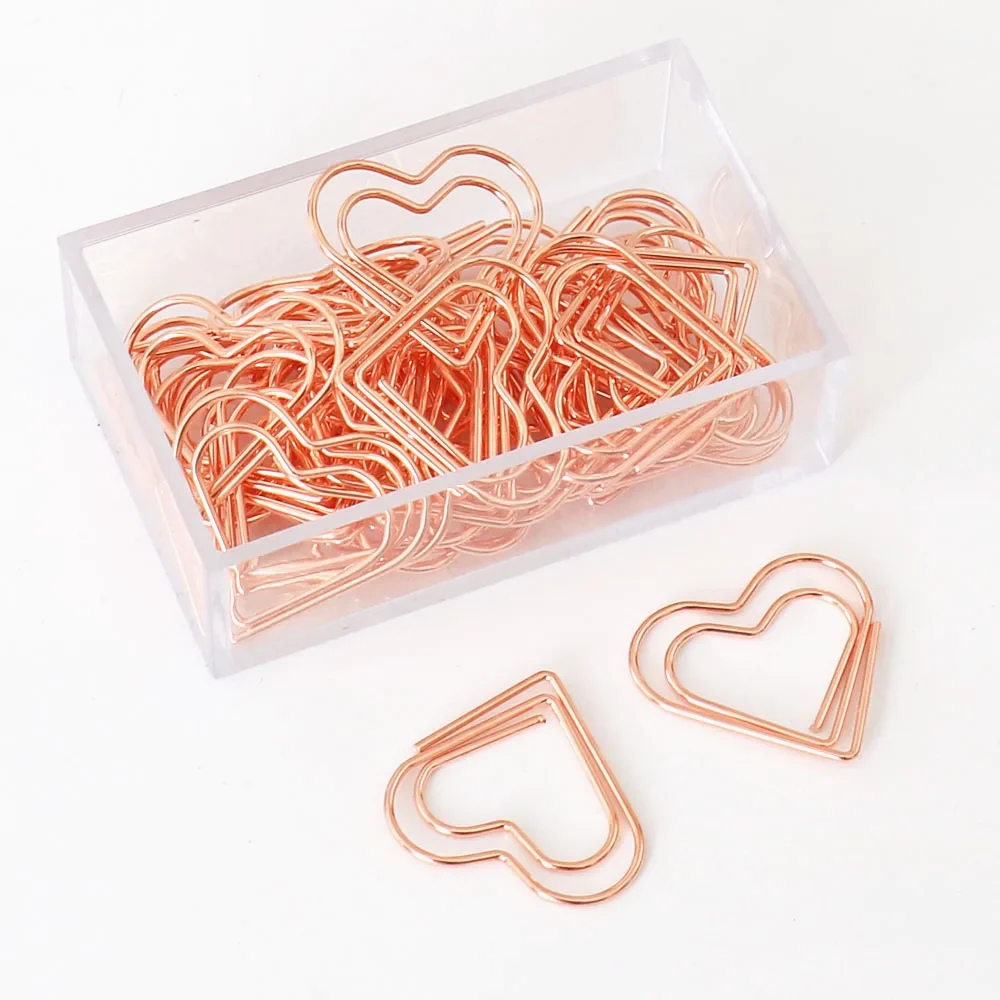 Gold Heart Shaped Paper Clips Set of 20