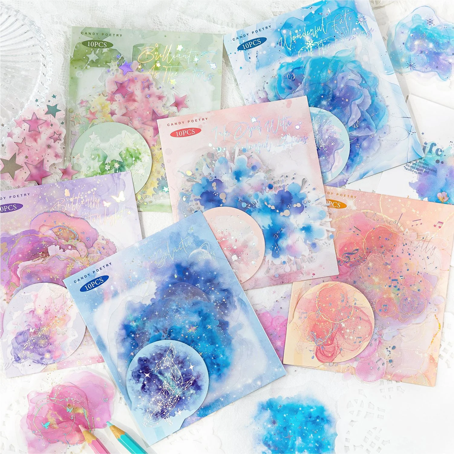 Shimmering Ink Splatter Art Stickers
