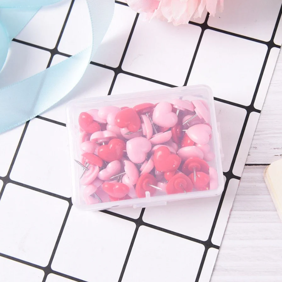 Heart Shaped Push Pins (50 Pcs)