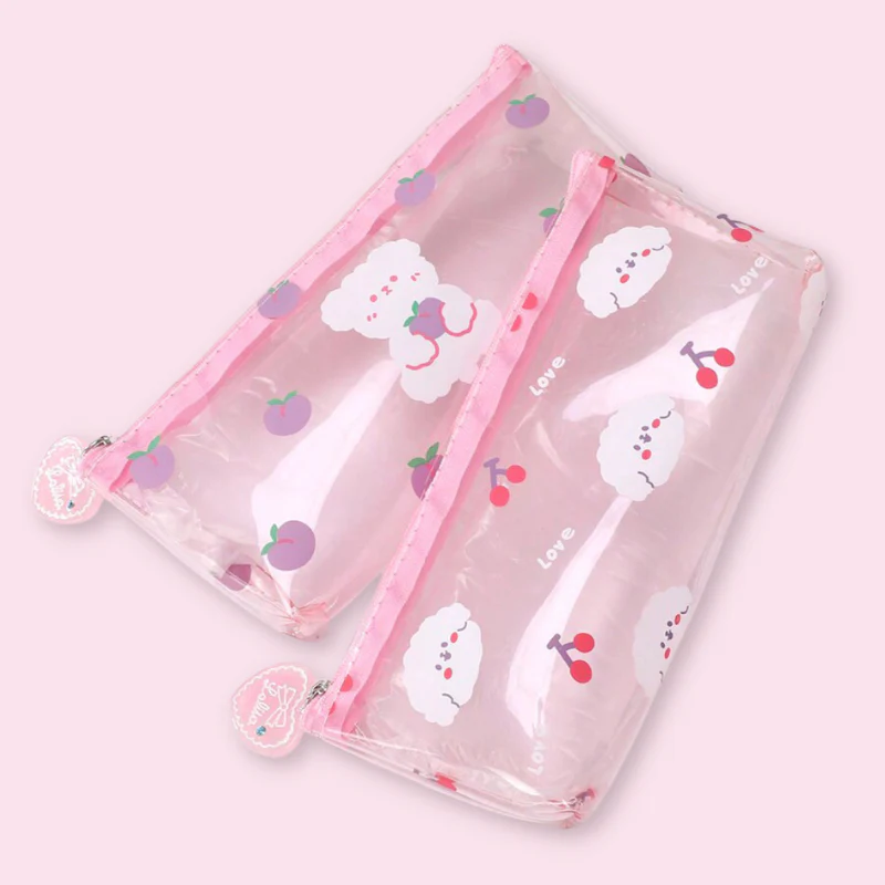 Pink Peach & Puppy Pencil Case