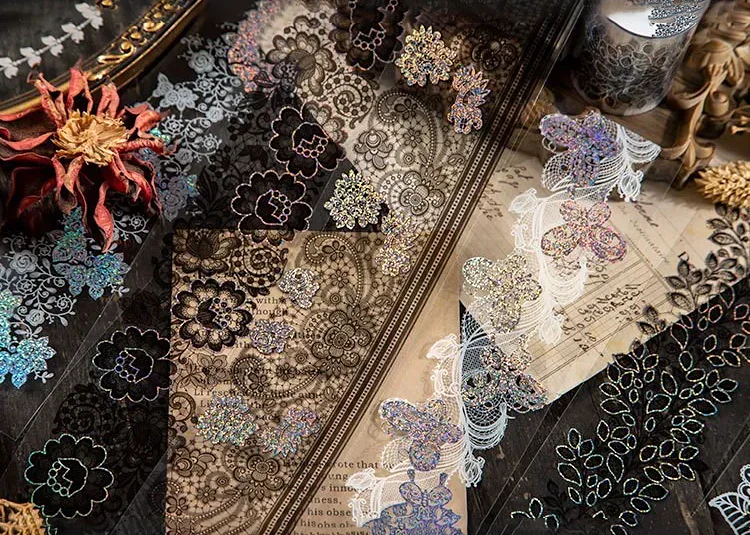 Holo Lace Pattern Clear Washi Tape