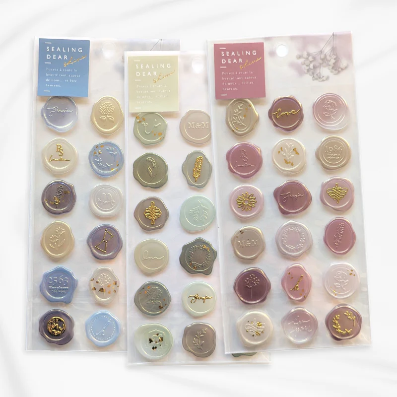 Clear Stickers with Gold Details Red