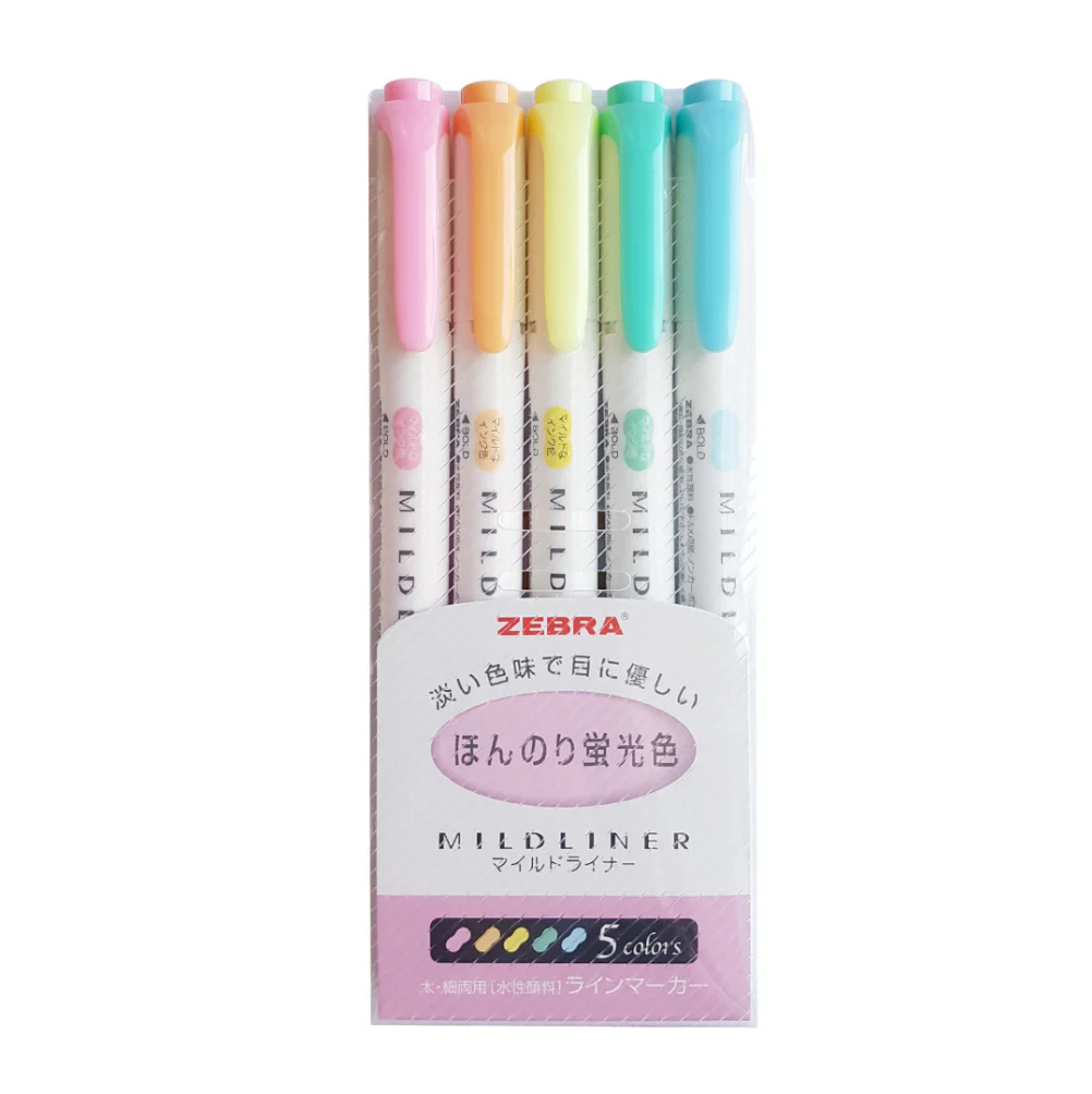Double Sided Highlighters 5 Pastel Color Set